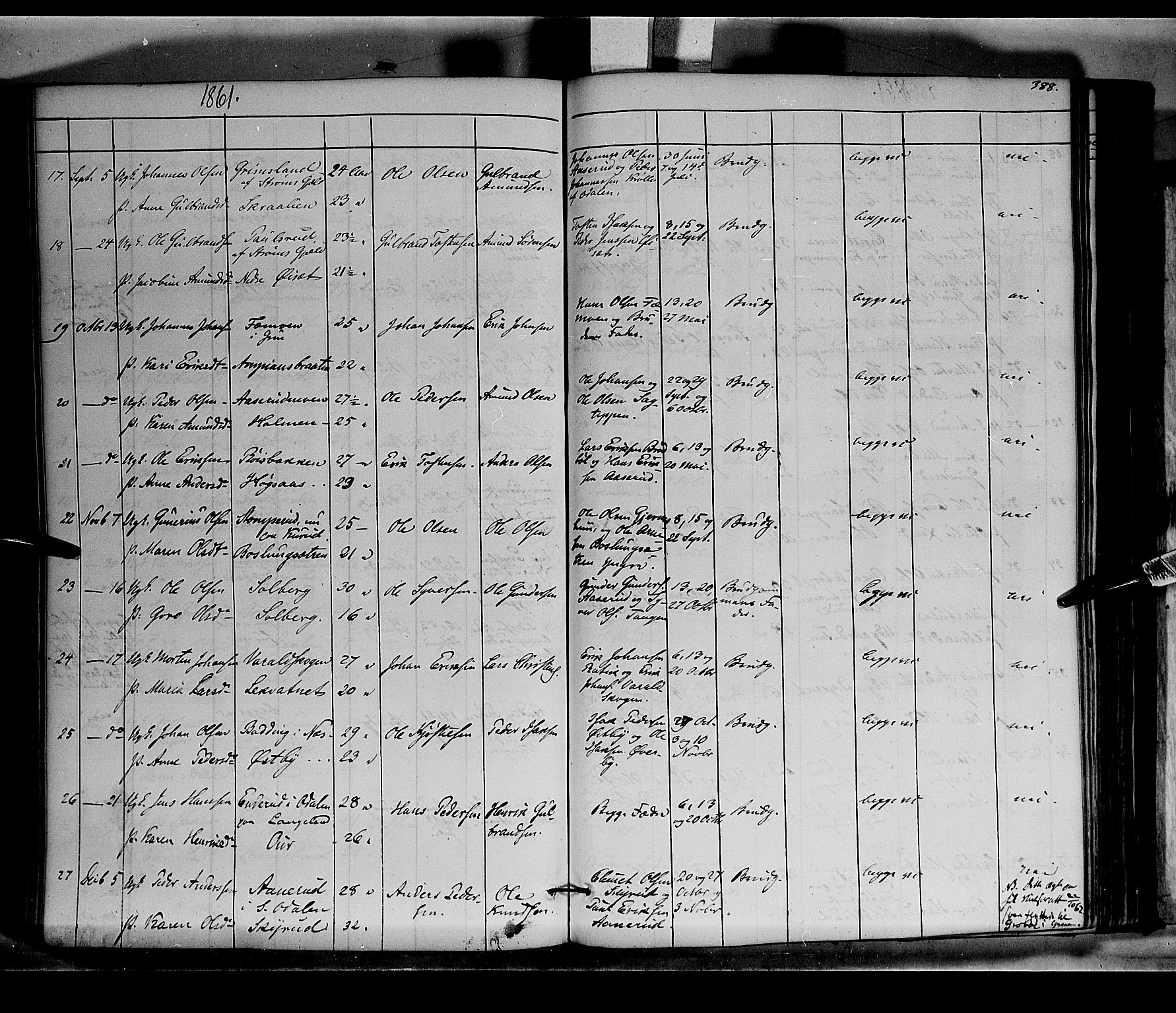 Vinger prestekontor, SAH/PREST-024/H/Ha/Haa/L0010: Parish register (official) no. 10, 1855-1861, p. 388