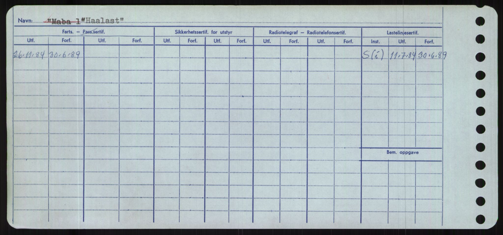 Sjøfartsdirektoratet med forløpere, Skipsmålingen, RA/S-1627/H/Hc/L0001: Lektere, A-Y, p. 238