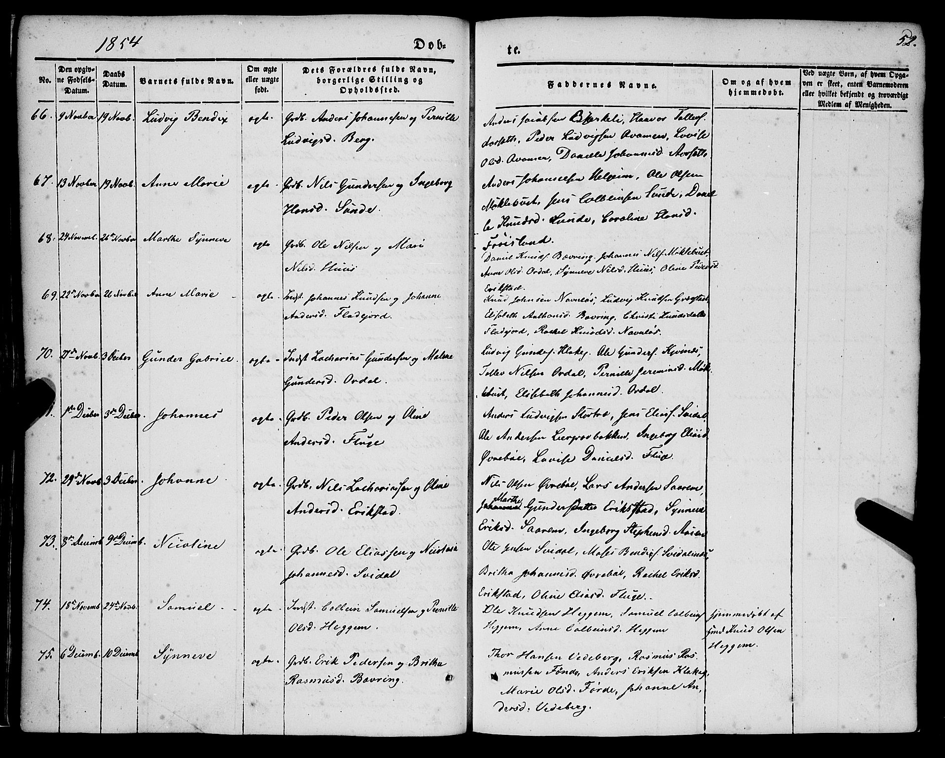 Jølster sokneprestembete, SAB/A-80701/H/Haa/Haaa/L0010: Parish register (official) no. A 10, 1847-1865, p. 52