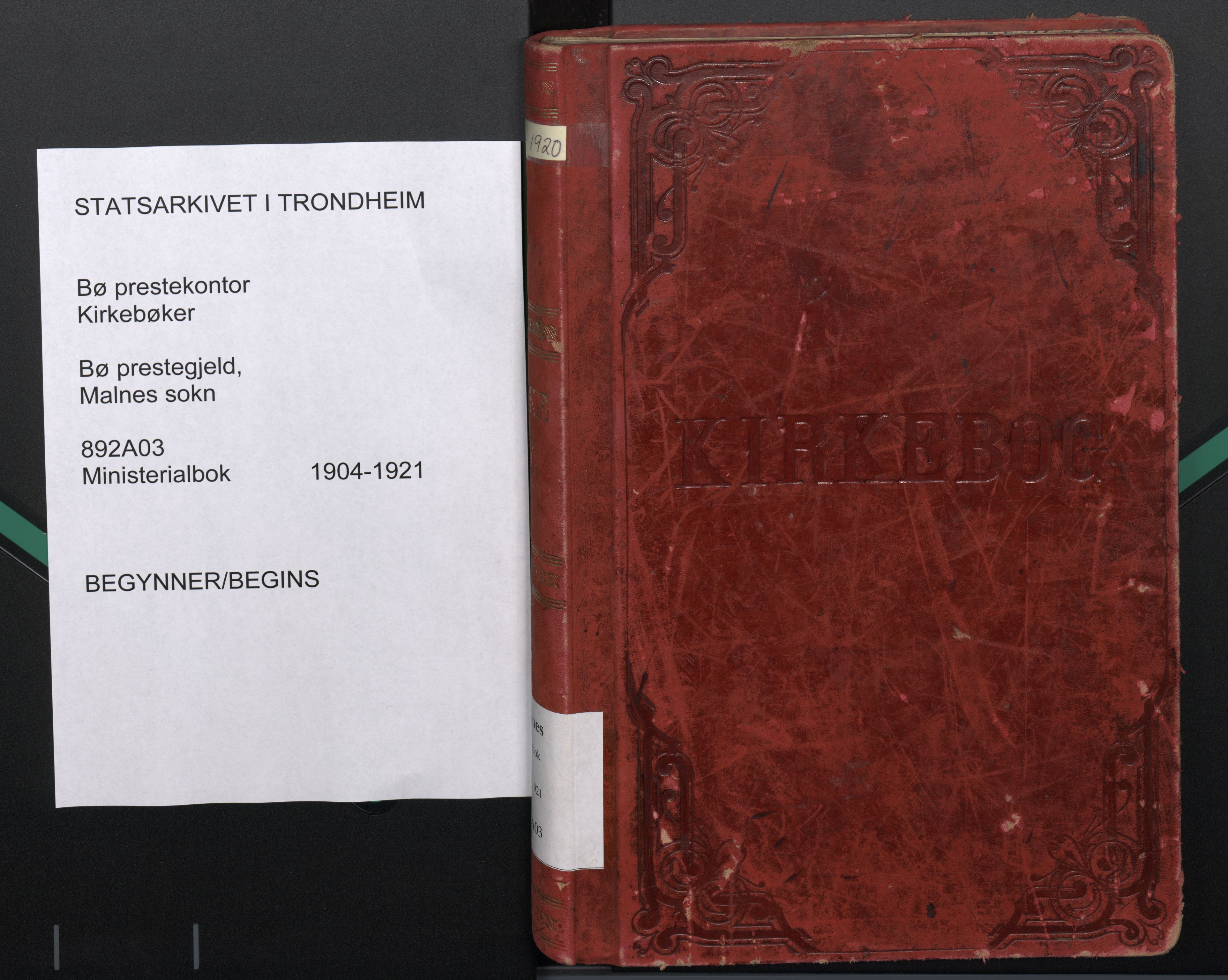 Ministerialprotokoller, klokkerbøker og fødselsregistre - Nordland, SAT/A-1459/892/L1322: Parish register (official) no. 892A03, 1904-1921