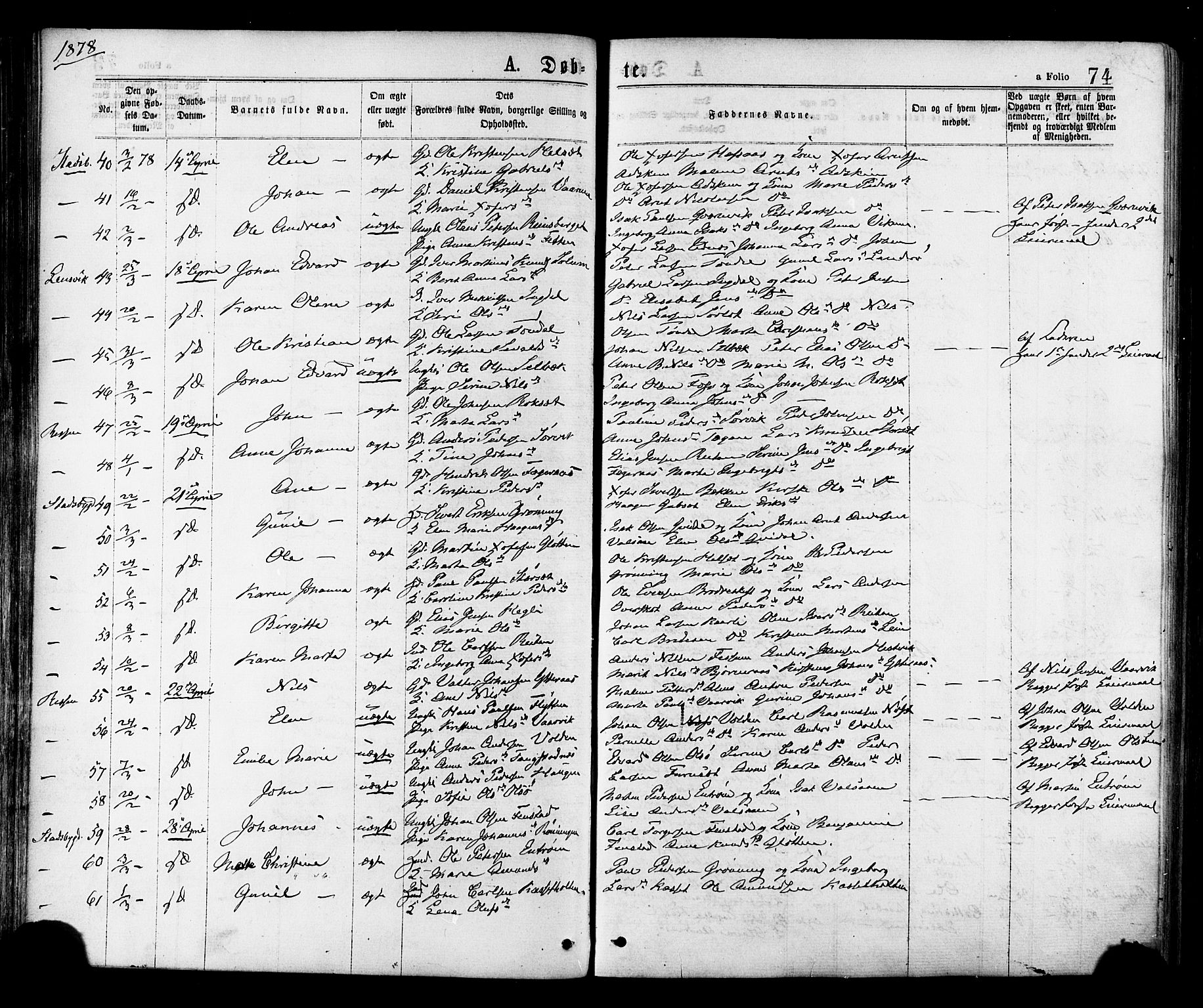 Ministerialprotokoller, klokkerbøker og fødselsregistre - Sør-Trøndelag, AV/SAT-A-1456/646/L0613: Parish register (official) no. 646A11, 1870-1884, p. 74