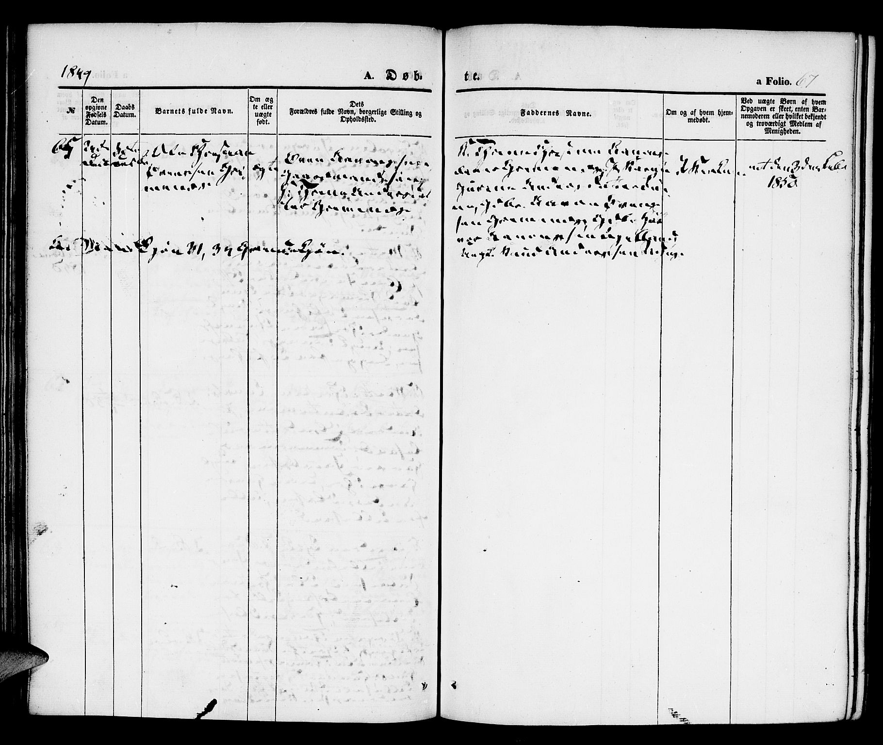 Vestre Moland sokneprestkontor, AV/SAK-1111-0046/F/Fa/Fab/L0005: Parish register (official) no. A 5, 1841-1849, p. 67