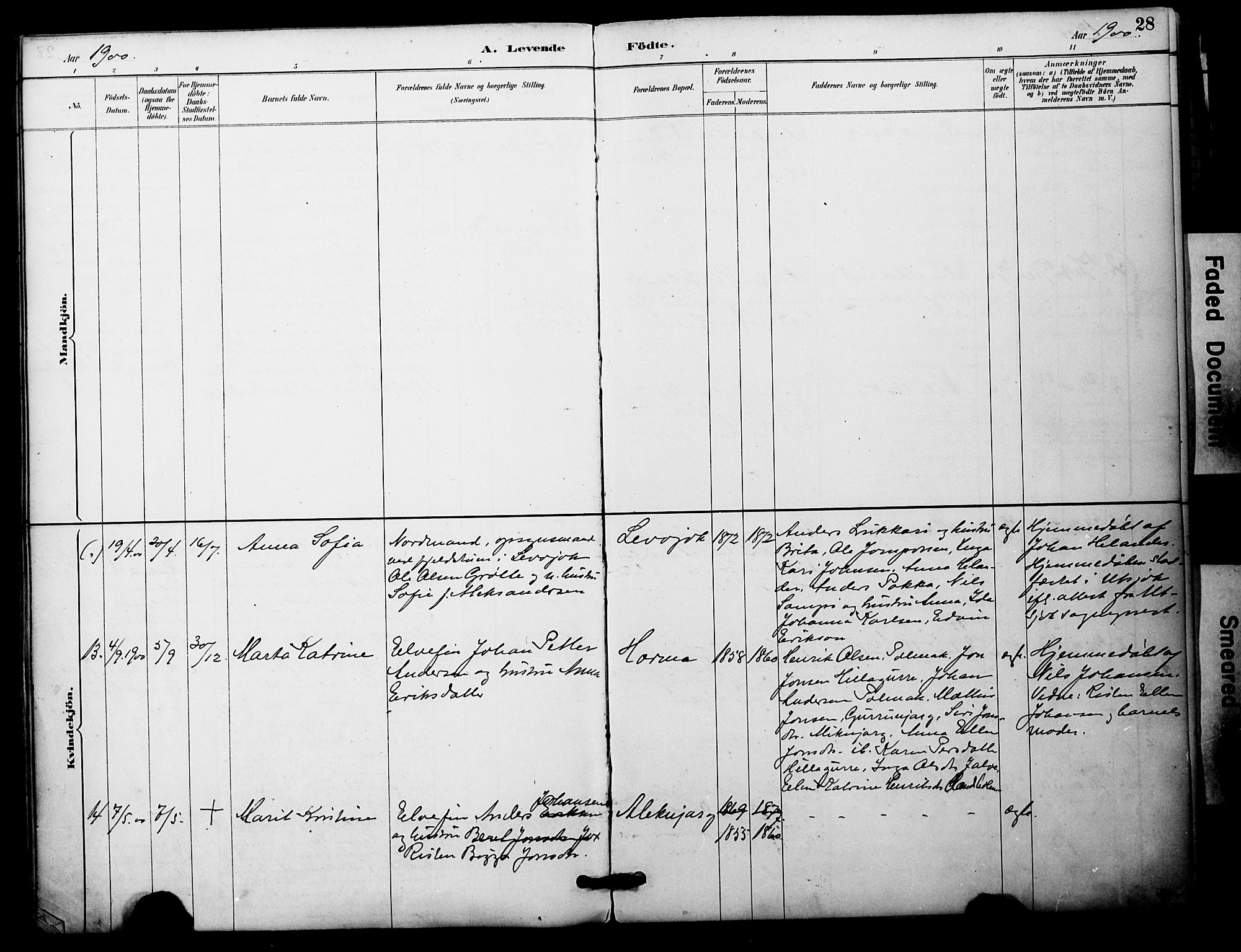 Nesseby sokneprestkontor, SATØ/S-1330/H/Ha/L0005kirke: Parish register (official) no. 5, 1885-1906, p. 28