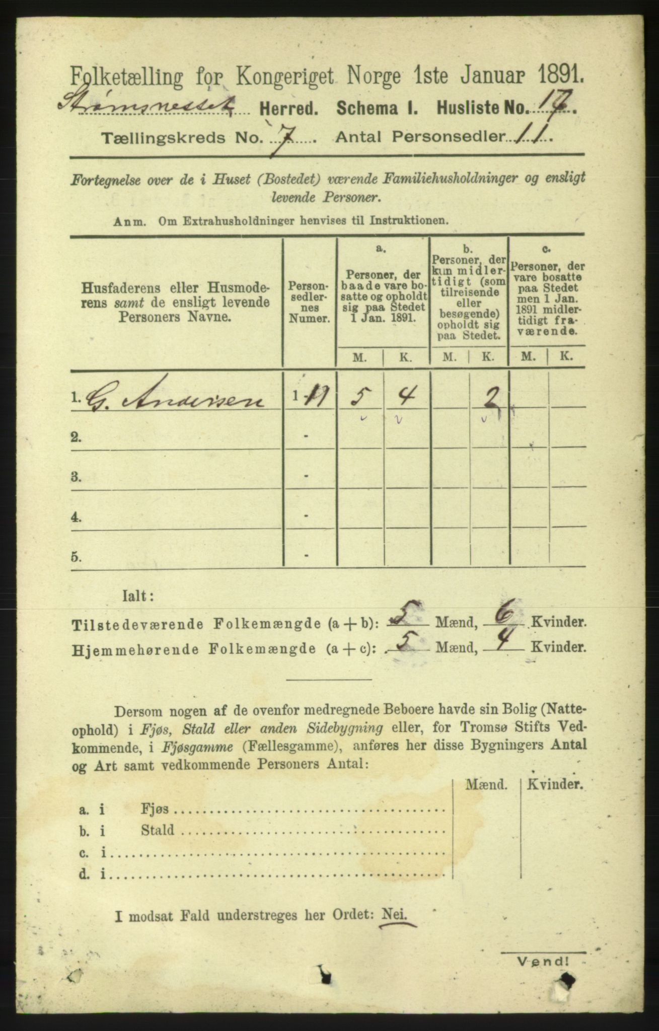 RA, 1891 census for 1559 Straumsnes, 1891, p. 1463