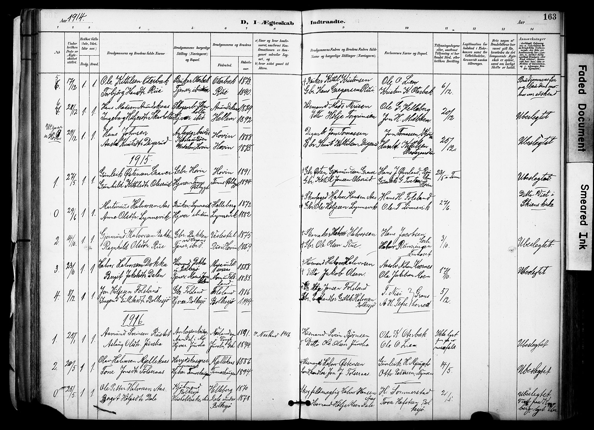 Gransherad kirkebøker, SAKO/A-267/F/Fa/L0005: Parish register (official) no. I 5, 1887-1916, p. 163