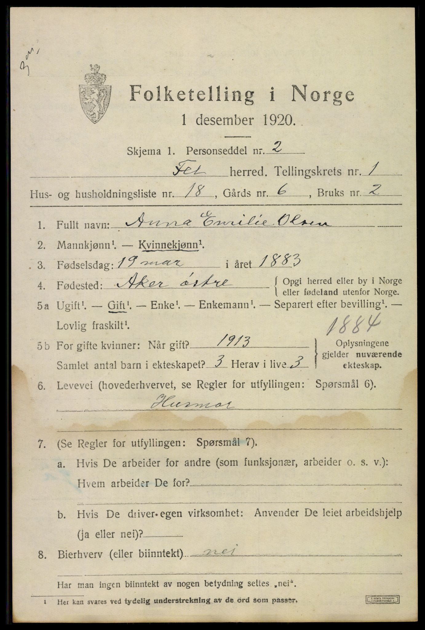 SAO, 1920 census for Fet, 1920, p. 2038