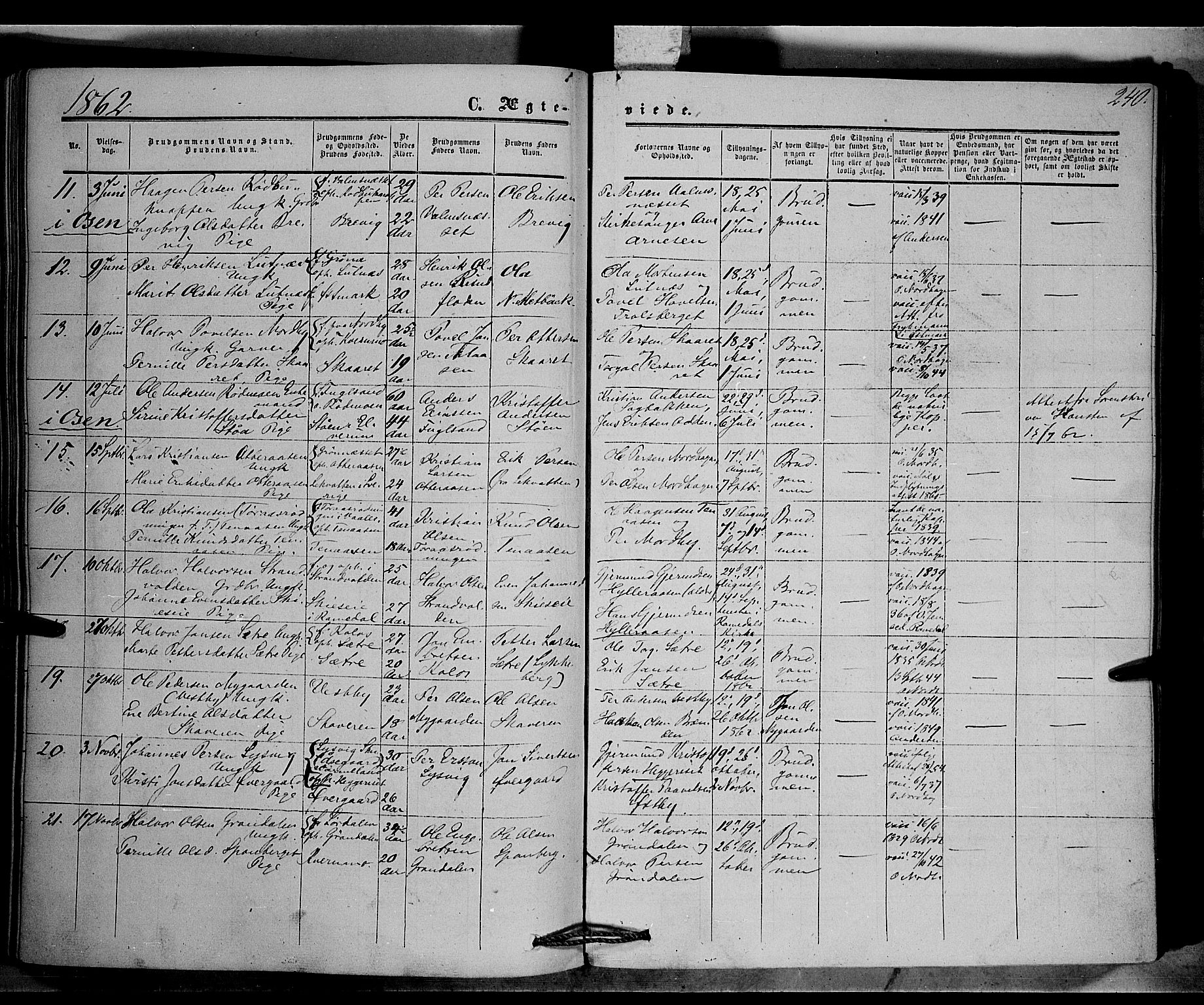 Trysil prestekontor, AV/SAH-PREST-046/H/Ha/Haa/L0005: Parish register (official) no. 5, 1851-1865, p. 240