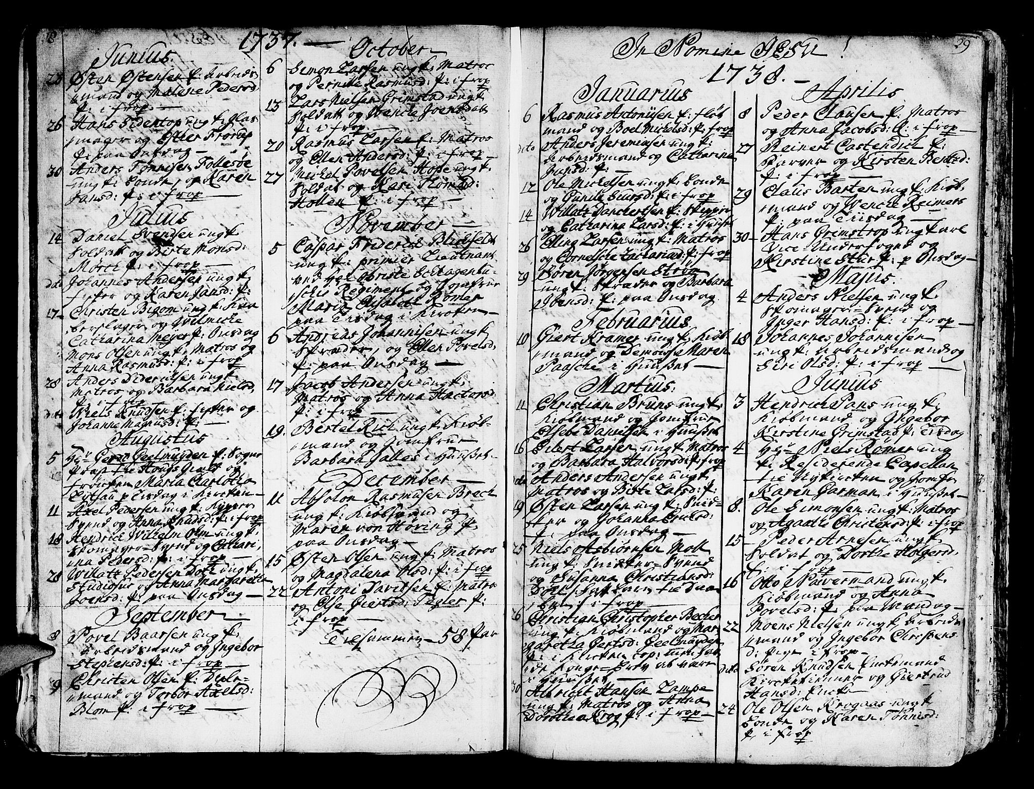 Domkirken sokneprestembete, SAB/A-74801/H/Haa/L0007: Parish register (official) no. A 7, 1725-1826, p. 28-29
