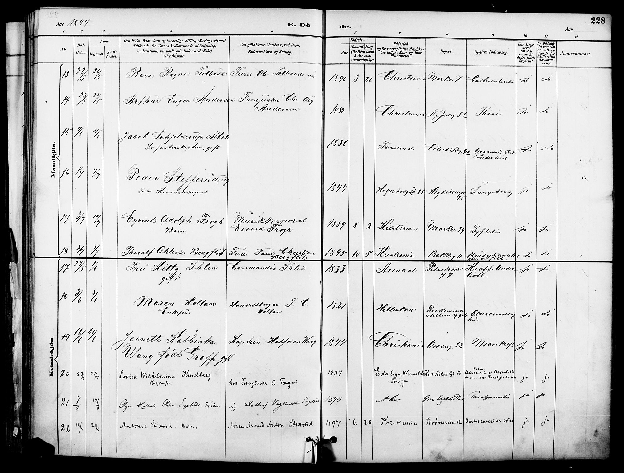 Garnisonsmenigheten Kirkebøker, AV/SAO-A-10846/F/Fa/L0013: Parish register (official) no. 13, 1894-1904, p. 228