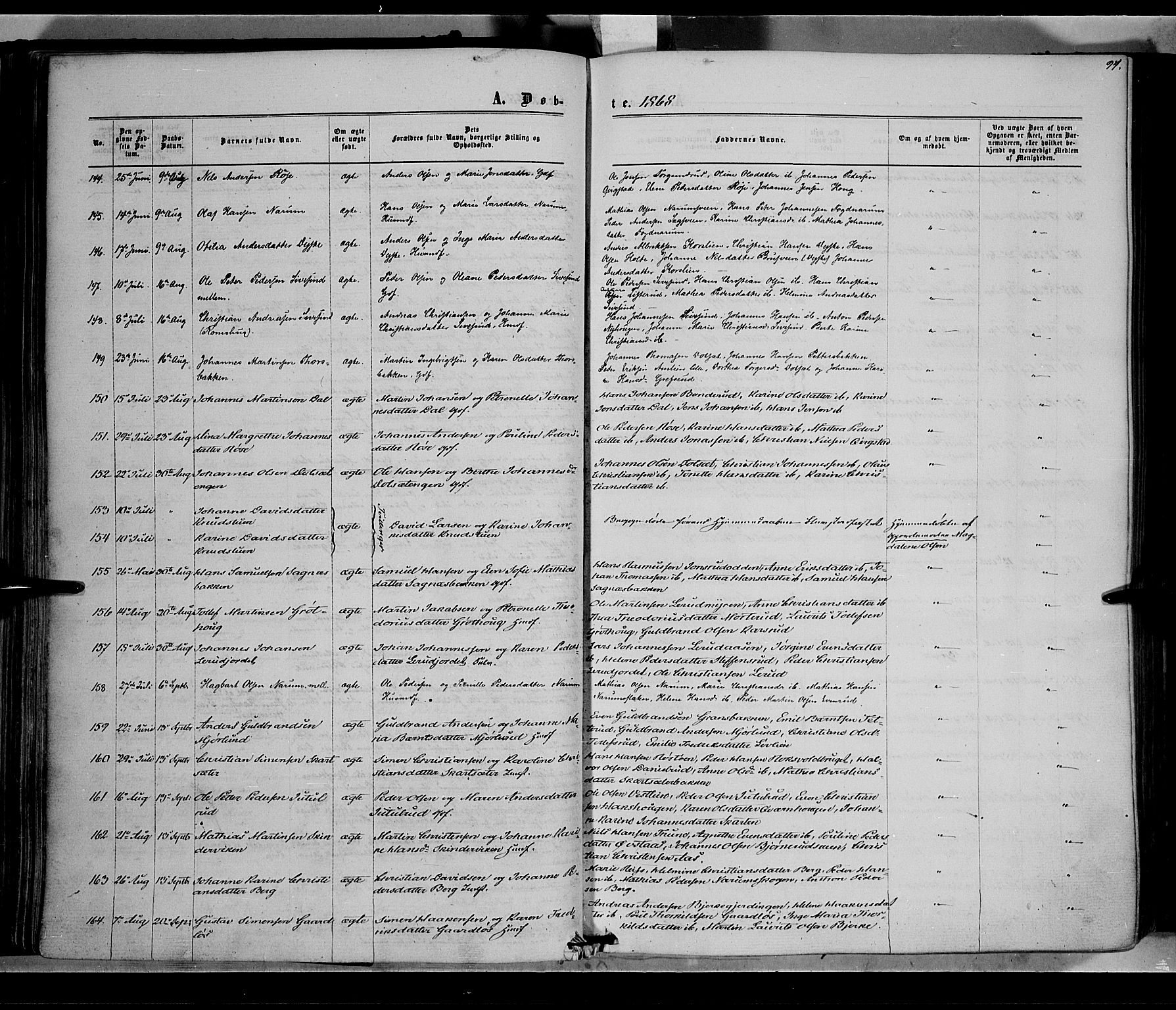 Vestre Toten prestekontor, AV/SAH-PREST-108/H/Ha/Haa/L0007: Parish register (official) no. 7, 1862-1869, p. 94