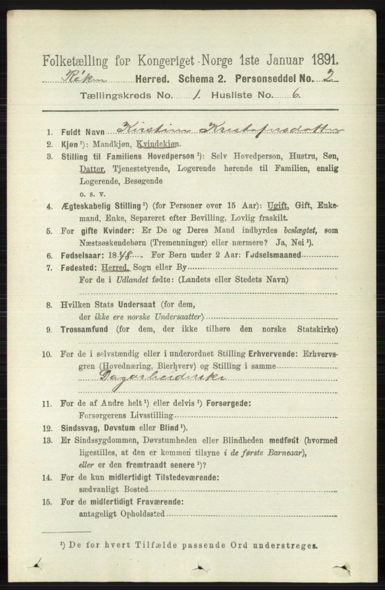 RA, 1891 census for 0627 Røyken, 1891, p. 132