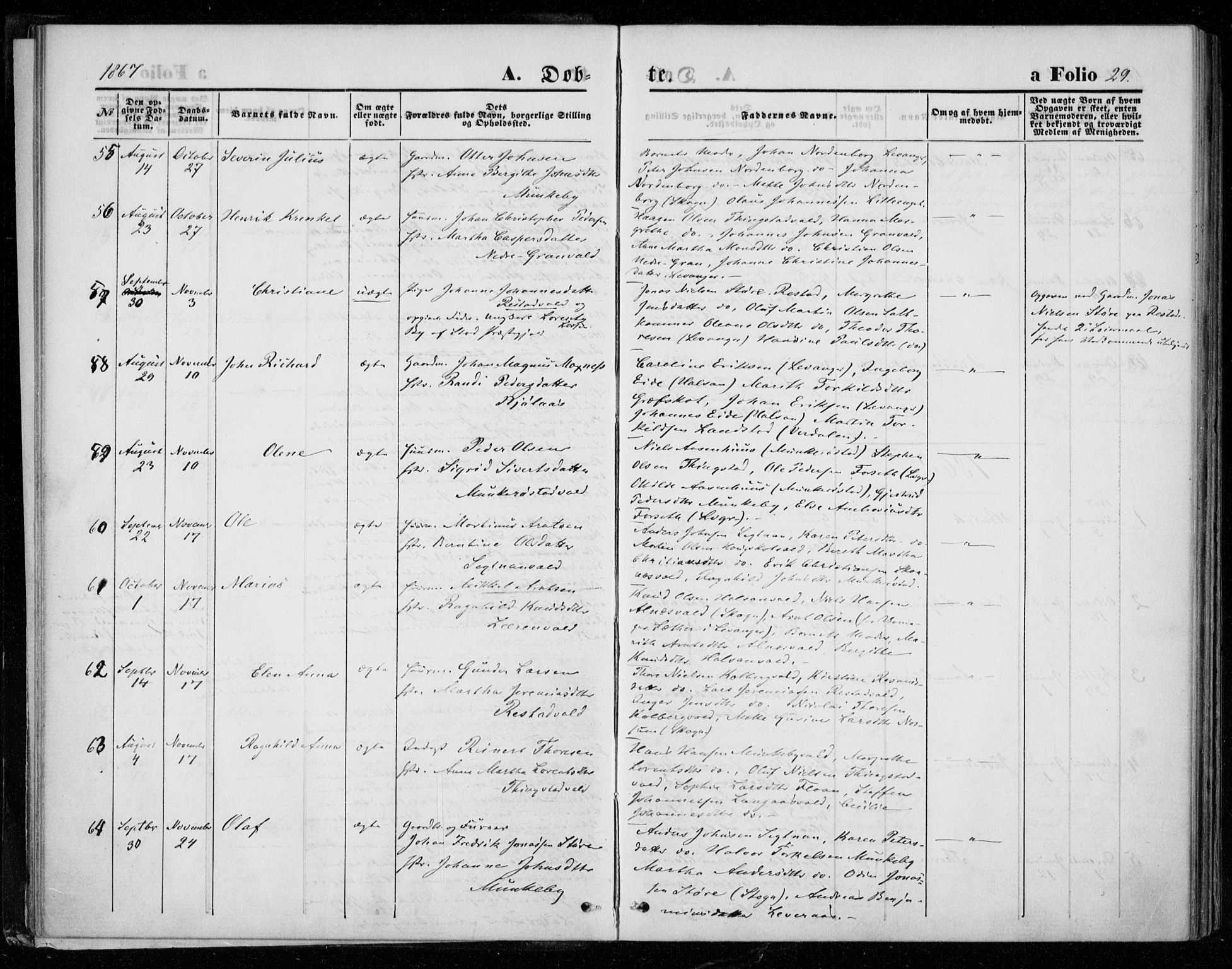 Ministerialprotokoller, klokkerbøker og fødselsregistre - Nord-Trøndelag, SAT/A-1458/721/L0206: Parish register (official) no. 721A01, 1864-1874, p. 29