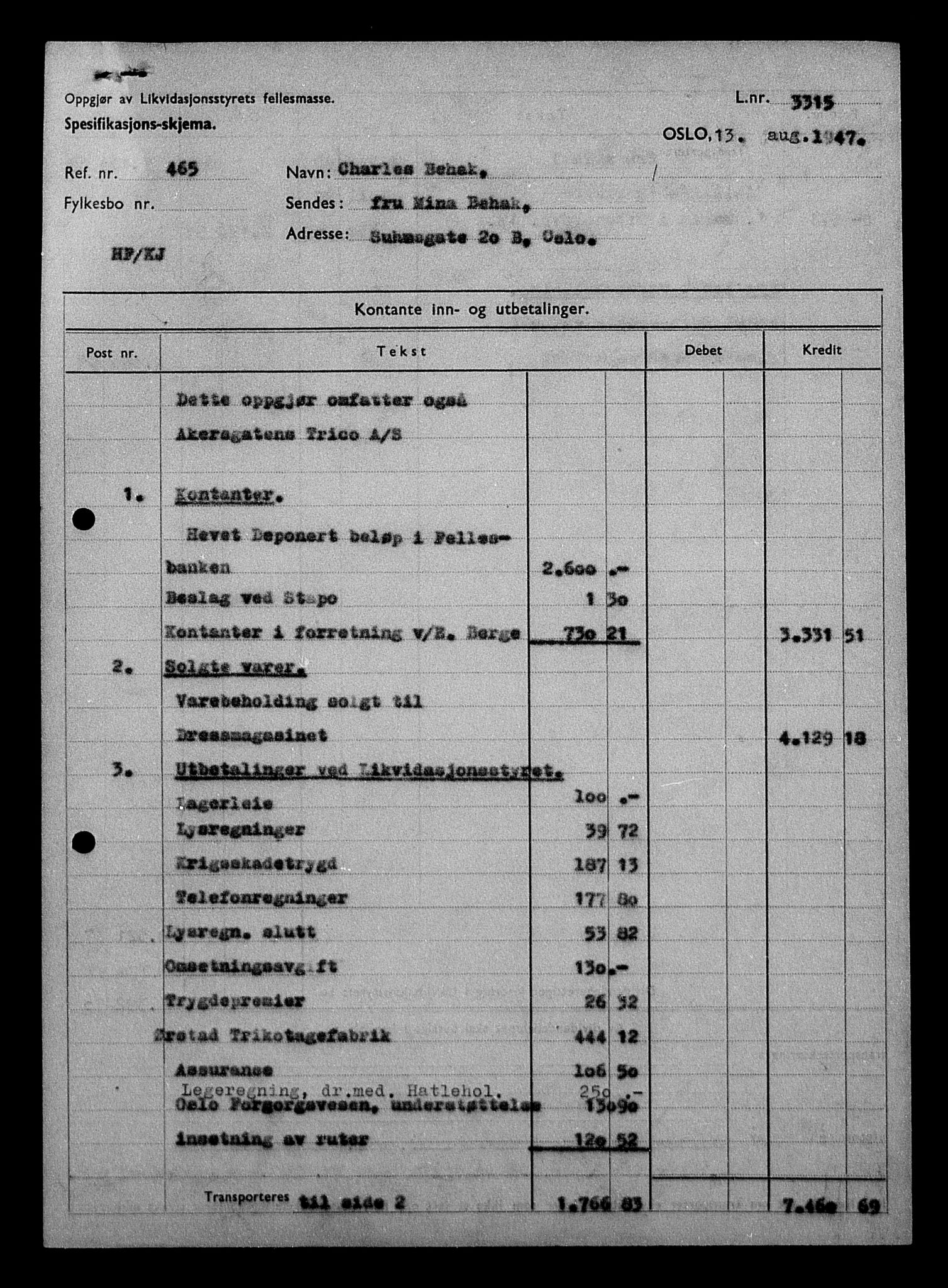 Justisdepartementet, Tilbakeføringskontoret for inndratte formuer, AV/RA-S-1564/H/Hc/Hcc/L0919: --, 1945-1947, p. 430