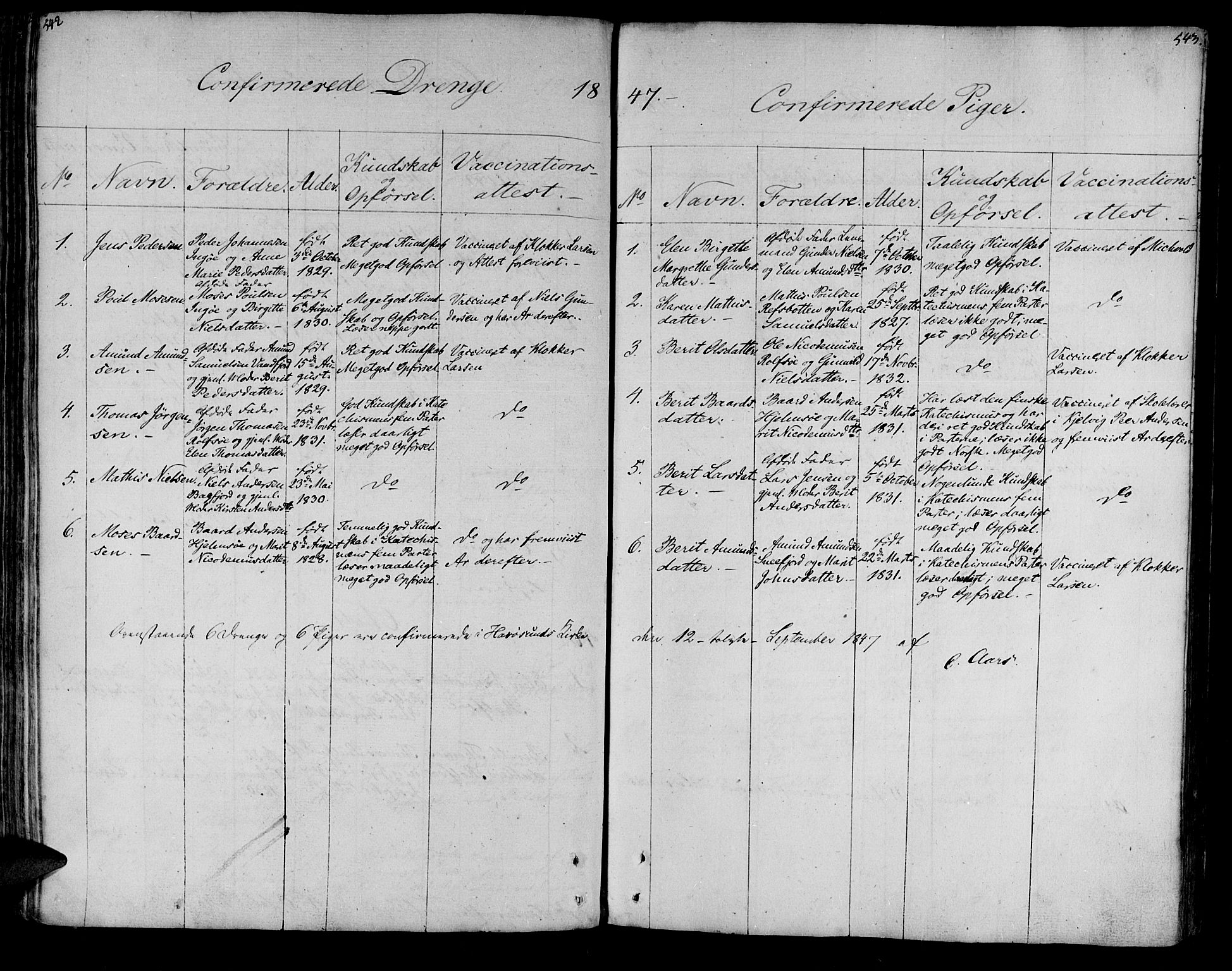 Måsøy sokneprestkontor, SATØ/S-1348/H/Ha/L0001kirke: Parish register (official) no. 1, 1806-1851, p. 542-543