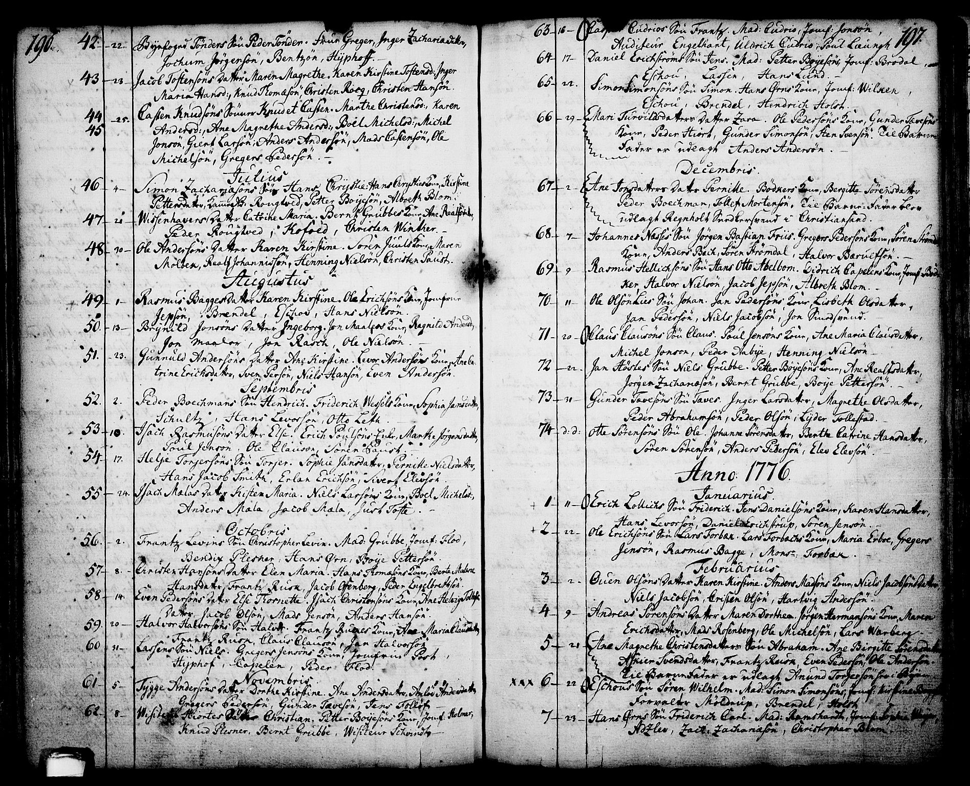 Skien kirkebøker, AV/SAKO-A-302/F/Fa/L0003: Parish register (official) no. 3, 1755-1791, p. 196-197