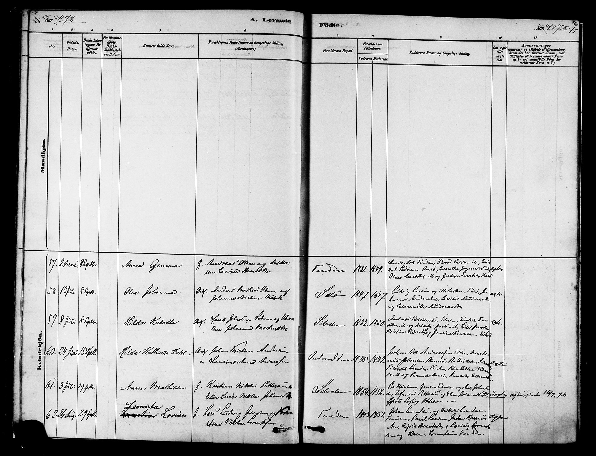 Ministerialprotokoller, klokkerbøker og fødselsregistre - Nordland, AV/SAT-A-1459/834/L0507: Parish register (official) no. 834A05, 1878-1892, p. 15