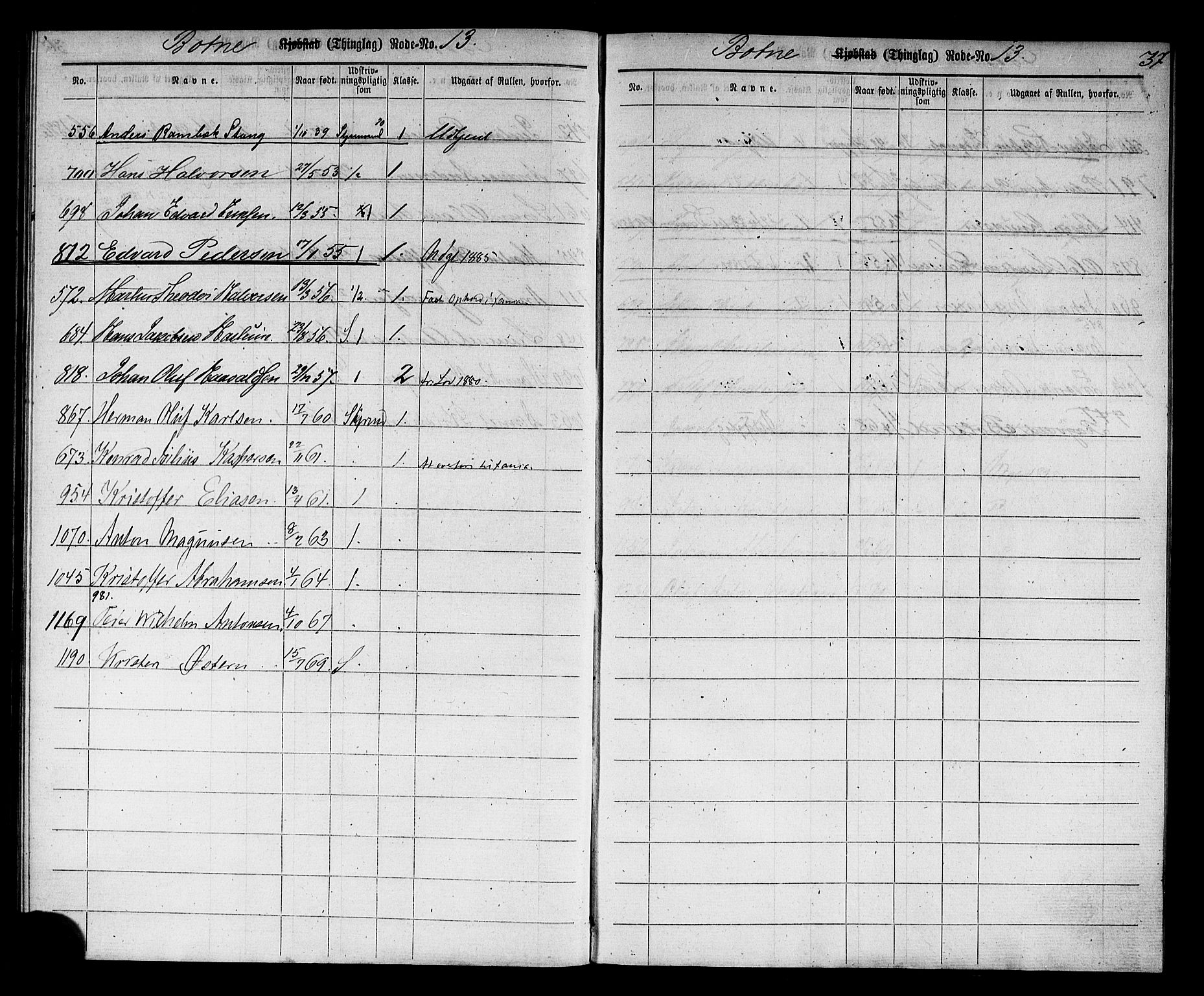 Holmestrand innrulleringskontor, SAKO/A-1151/G/Gb/L0002: Utskrivningsregisterrulle, 1870-1890, p. 47