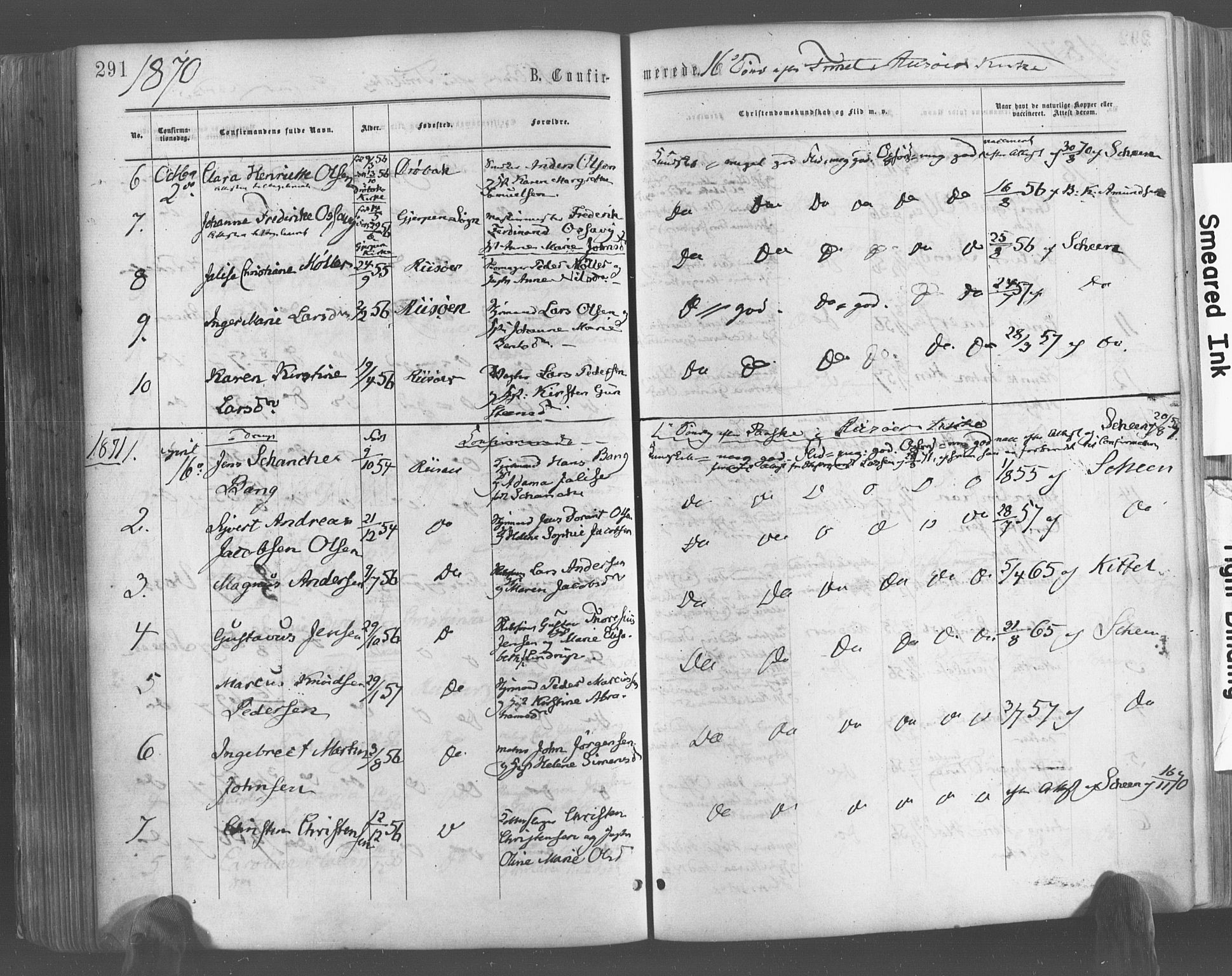 Risør sokneprestkontor, SAK/1111-0035/F/Fa/L0004: Parish register (official) no. A 4, 1865-1882, p. 291