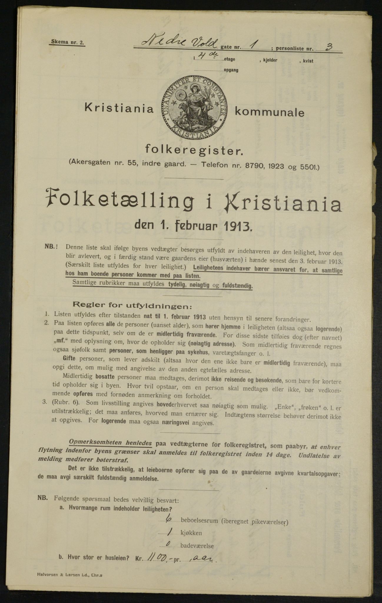 OBA, Municipal Census 1913 for Kristiania, 1913, p. 69522