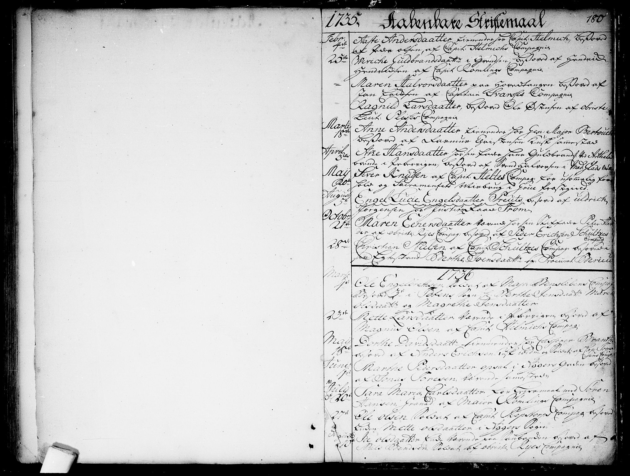 Garnisonsmenigheten Kirkebøker, SAO/A-10846/F/Fa/L0001: Parish register (official) no. 1, 1734-1756, p. 180