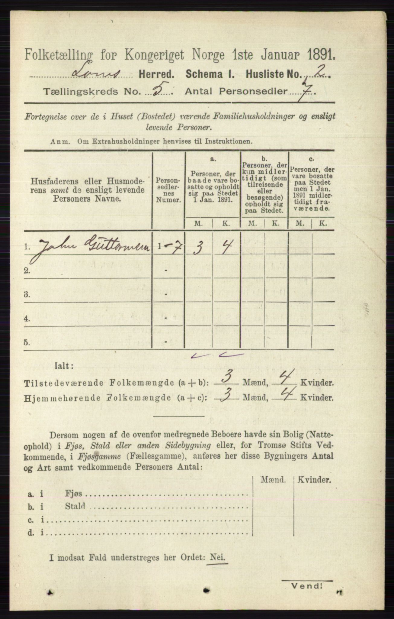 RA, 1891 census for 0514 Lom, 1891, p. 1779