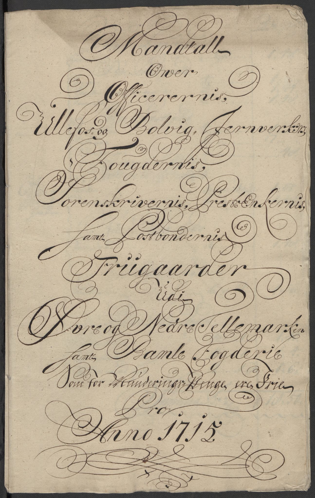 Rentekammeret inntil 1814, Reviderte regnskaper, Fogderegnskap, RA/EA-4092/R36/L2127: Fogderegnskap Øvre og Nedre Telemark og Bamble, 1715, p. 332