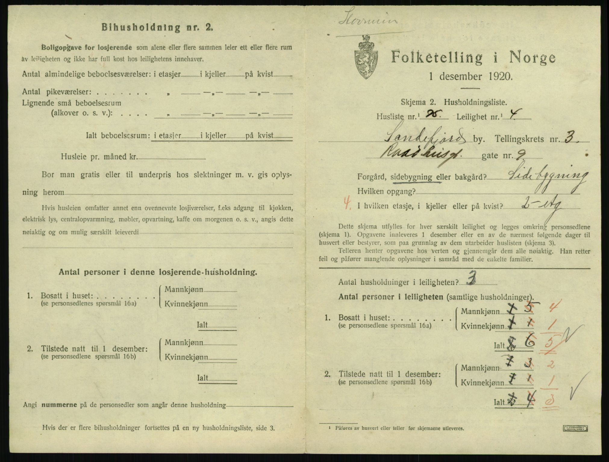 SAKO, 1920 census for Sandefjord, 1920, p. 2170