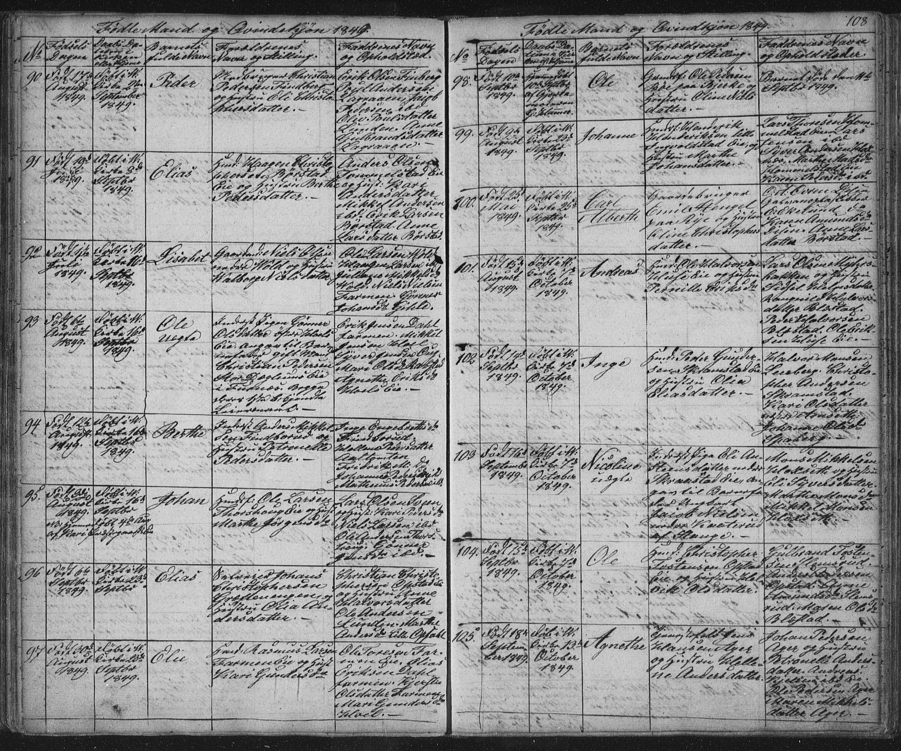 Vang prestekontor, Hedmark, AV/SAH-PREST-008/H/Ha/Hab/L0008: Parish register (copy) no. 8, 1832-1854, p. 108