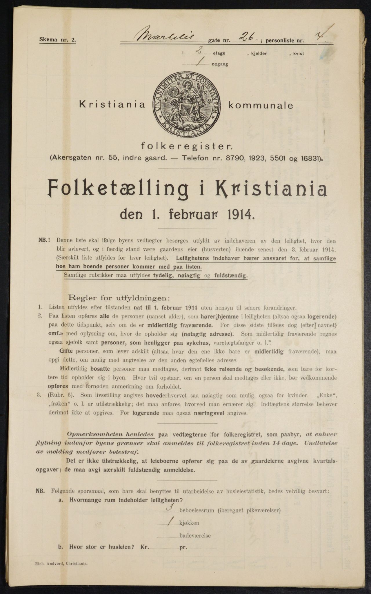 OBA, Municipal Census 1914 for Kristiania, 1914, p. 64414