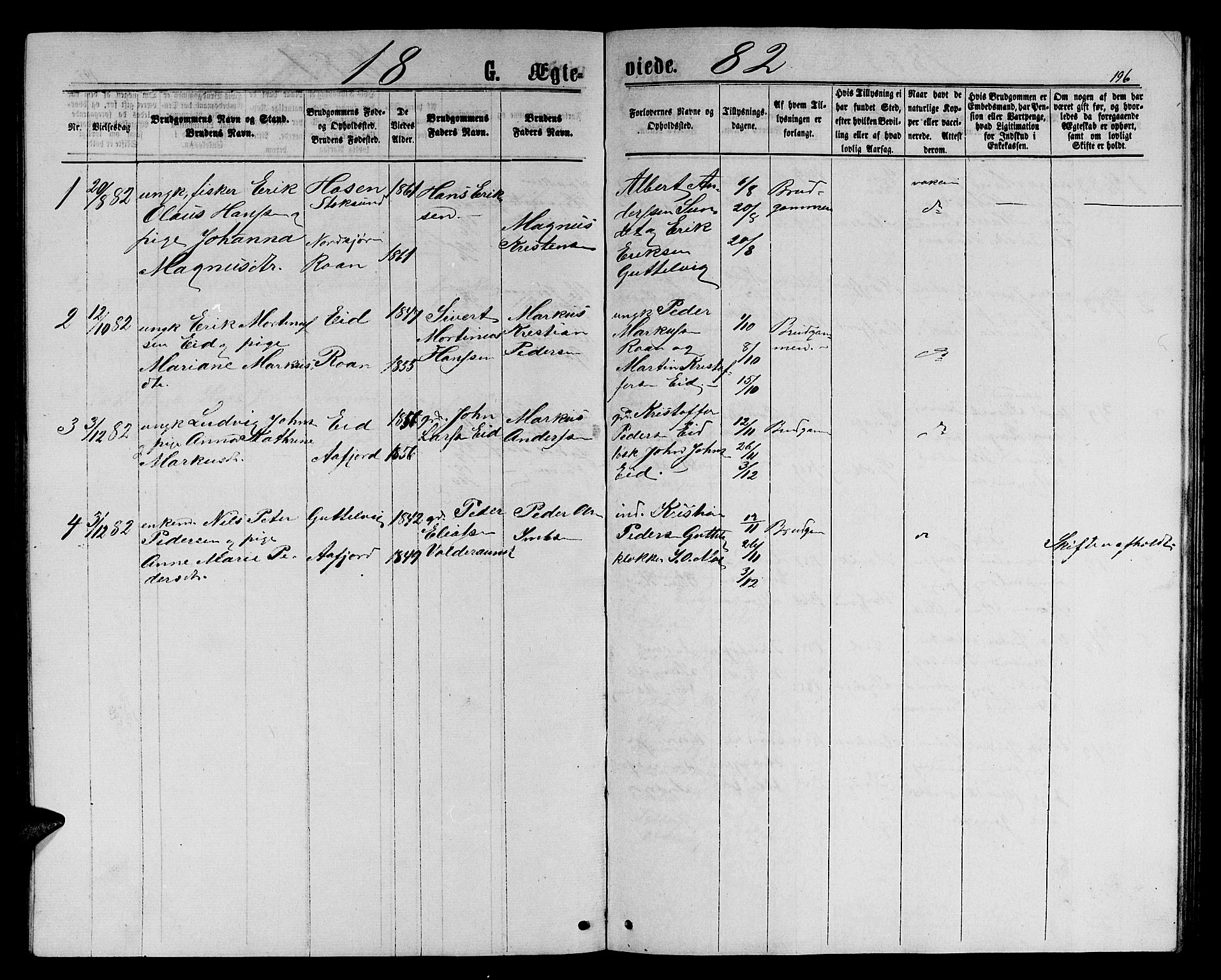 Ministerialprotokoller, klokkerbøker og fødselsregistre - Sør-Trøndelag, SAT/A-1456/656/L0695: Parish register (copy) no. 656C01, 1867-1889, p. 196