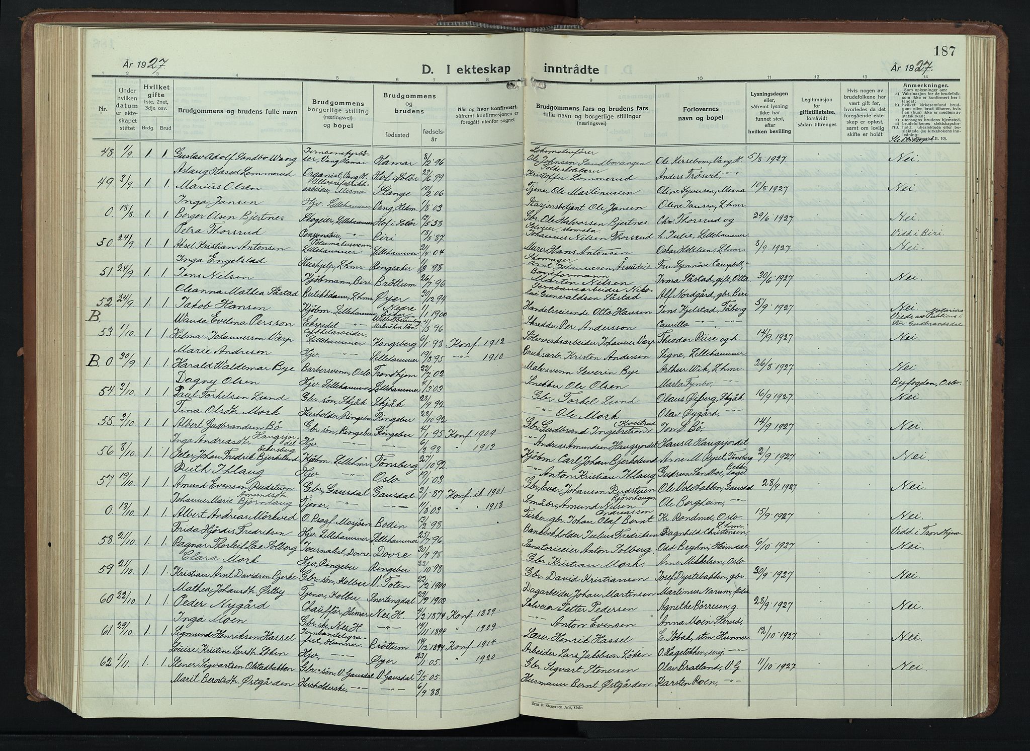 Lillehammer prestekontor, AV/SAH-PREST-088/H/Ha/Hab/L0003: Parish register (copy) no. 3, 1927-1943, p. 187