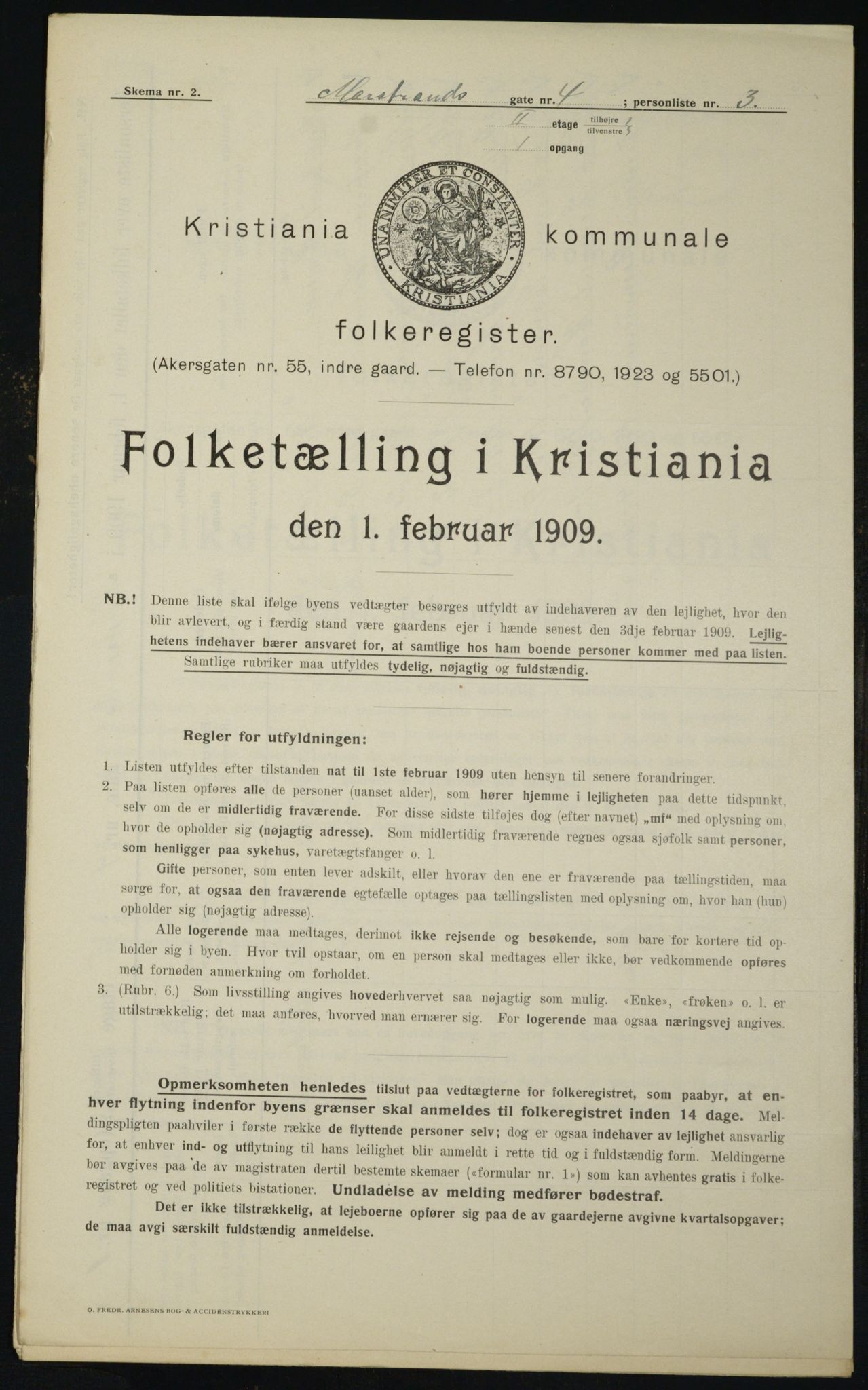 OBA, Municipal Census 1909 for Kristiania, 1909, p. 58706