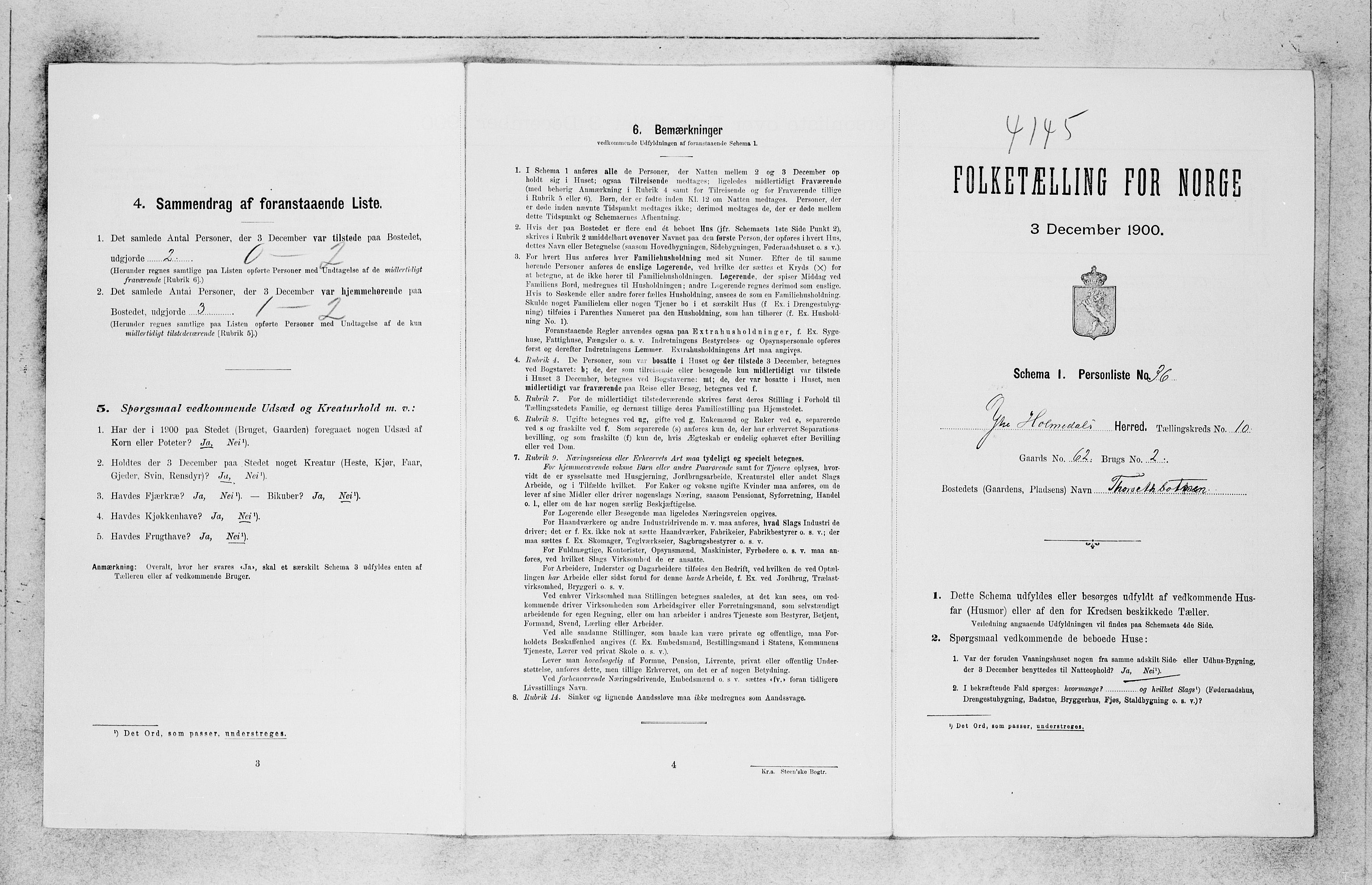 SAB, 1900 census for Ytre Holmedal, 1900, p. 782