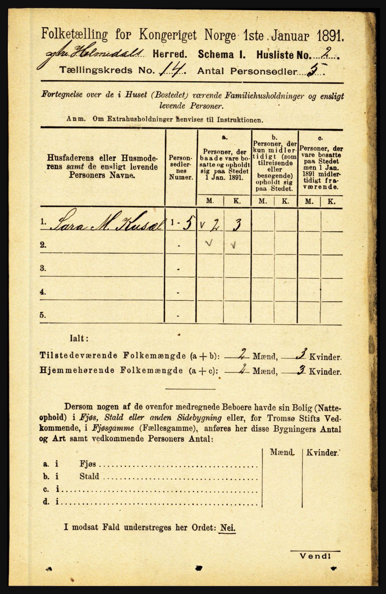 RA, 1891 census for 1429 Ytre Holmedal, 1891, p. 3759