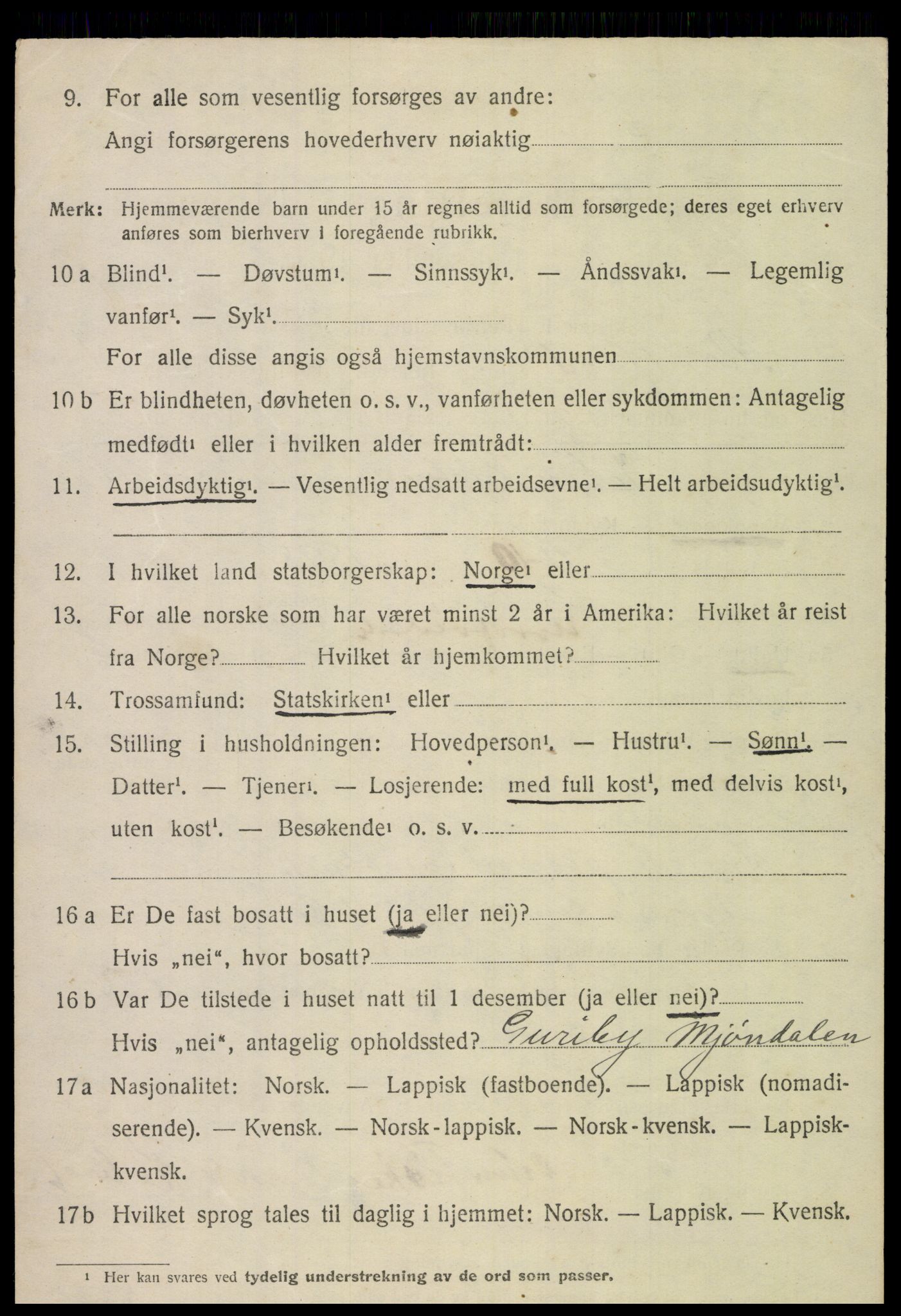 SAT, 1920 census for Nordfold, 1920, p. 1972