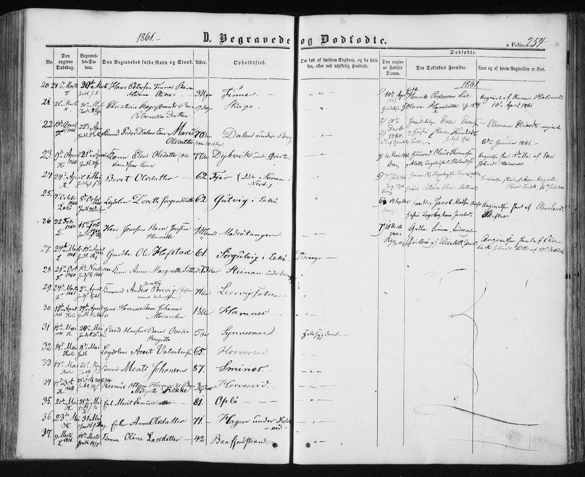 Ministerialprotokoller, klokkerbøker og fødselsregistre - Nord-Trøndelag, AV/SAT-A-1458/780/L0641: Parish register (official) no. 780A06, 1857-1874, p. 254