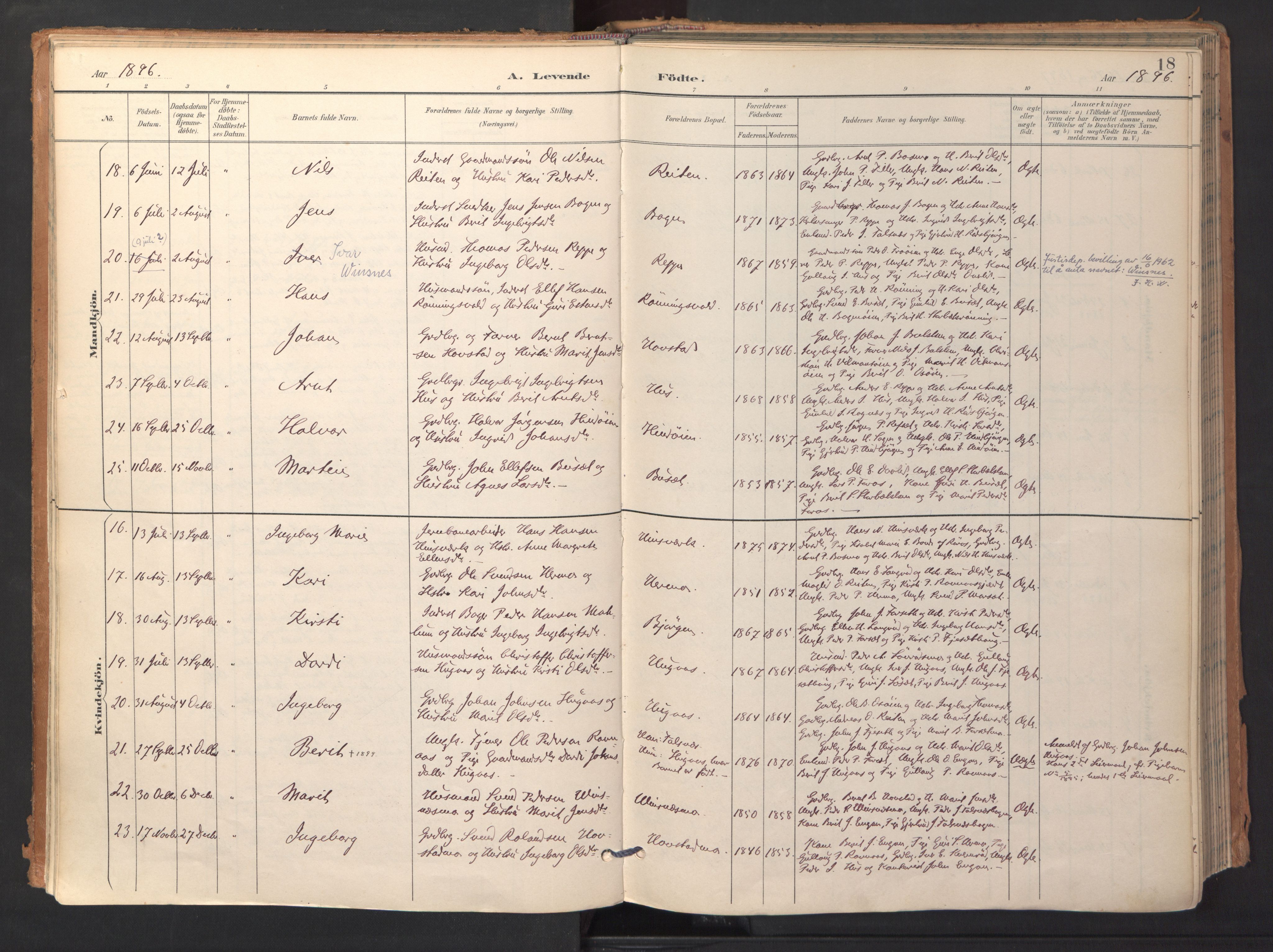 Ministerialprotokoller, klokkerbøker og fødselsregistre - Sør-Trøndelag, SAT/A-1456/688/L1025: Parish register (official) no. 688A02, 1891-1909, p. 18