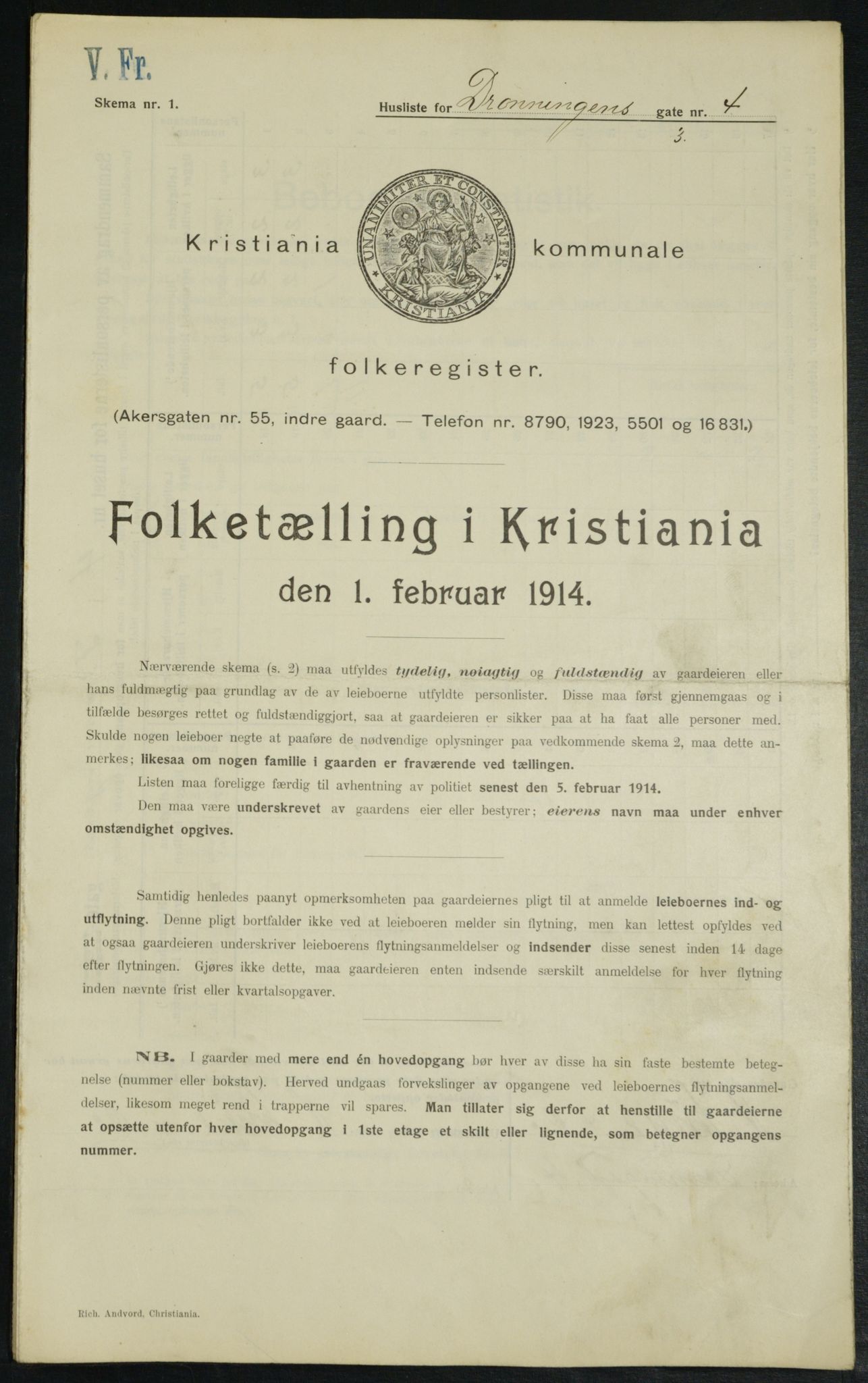 OBA, Municipal Census 1914 for Kristiania, 1914, p. 17398