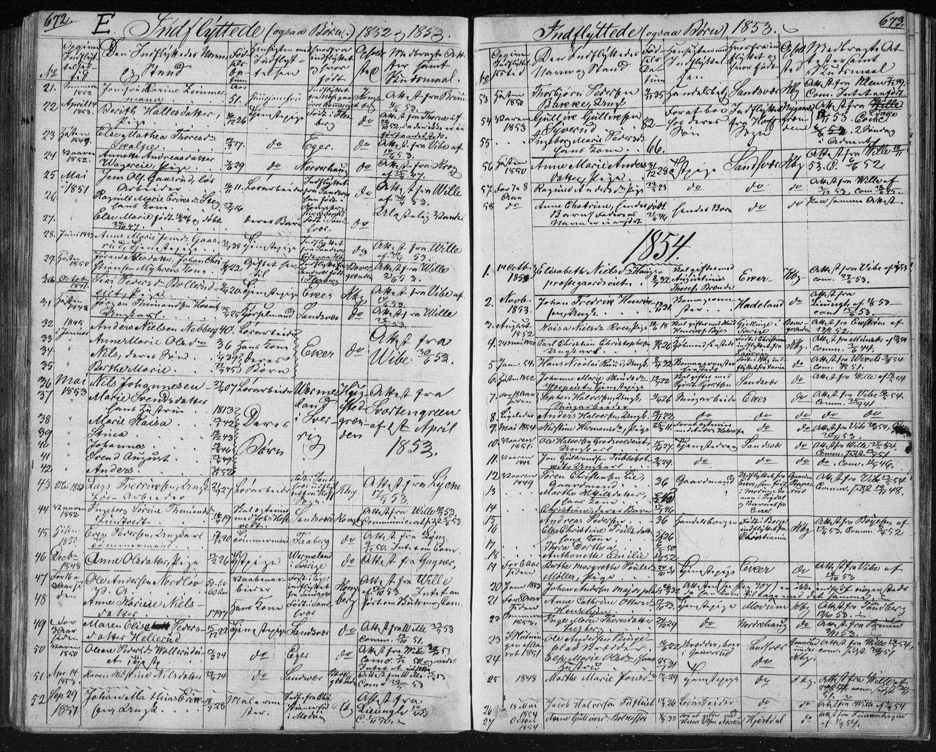 Kongsberg kirkebøker, SAKO/A-22/F/Fa/L0009: Parish register (official) no. I 9, 1839-1858, p. 672-673