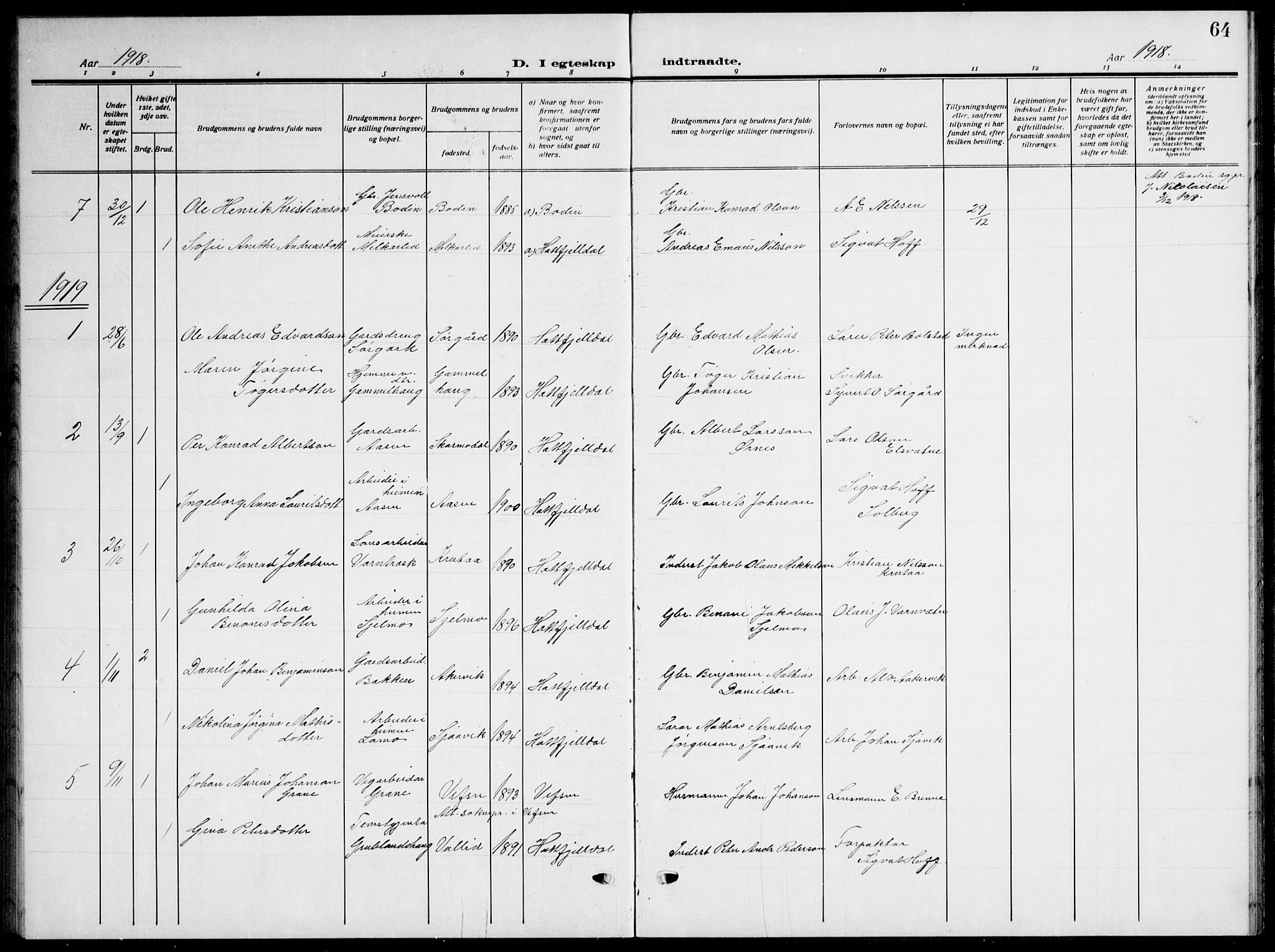 Ministerialprotokoller, klokkerbøker og fødselsregistre - Nordland, AV/SAT-A-1459/823/L0332: Parish register (copy) no. 823C04, 1907-1944, p. 64