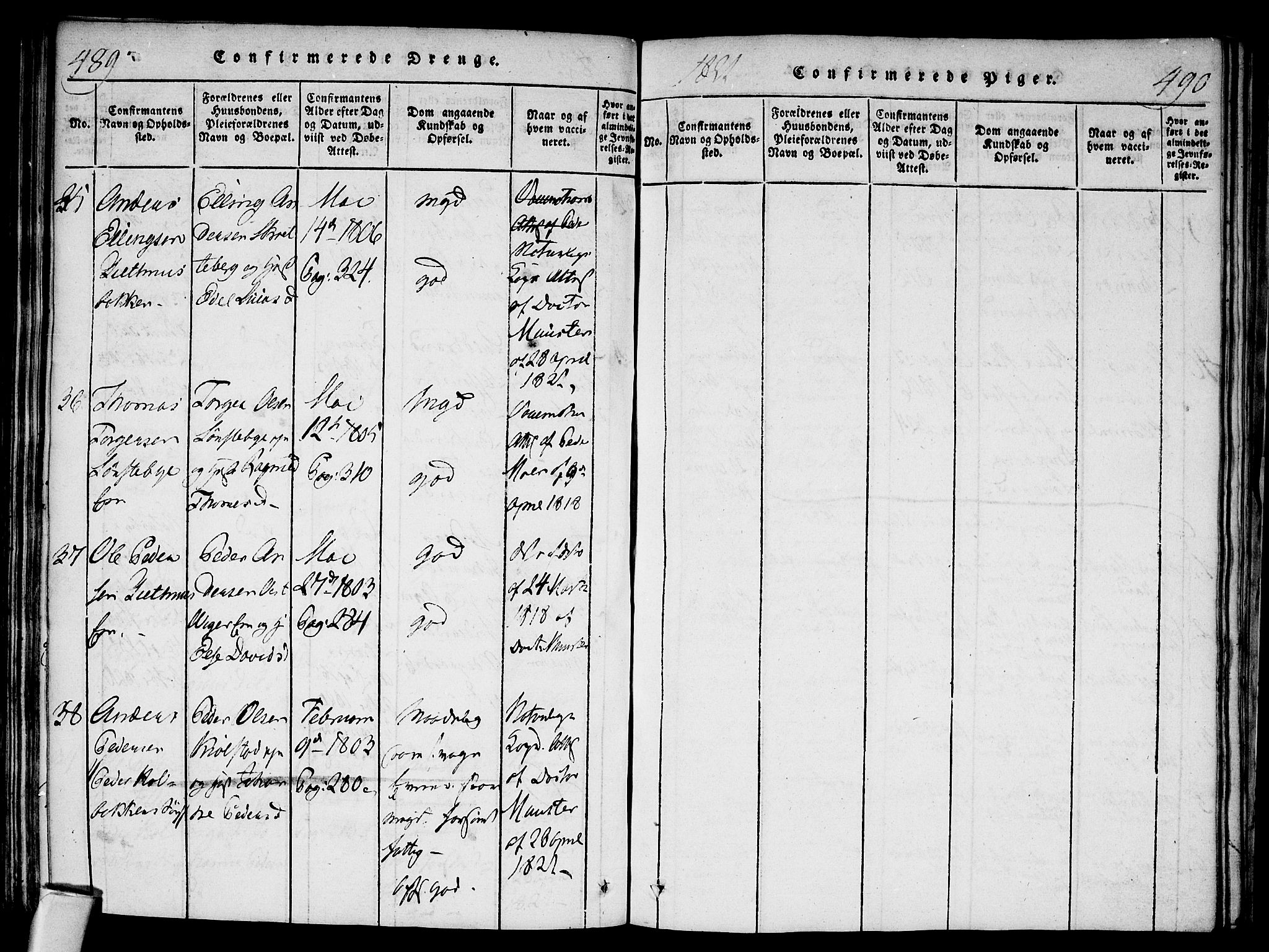 Modum kirkebøker, AV/SAKO-A-234/F/Fa/L0004: Parish register (official) no. 4, 1818-1824, p. 489-490