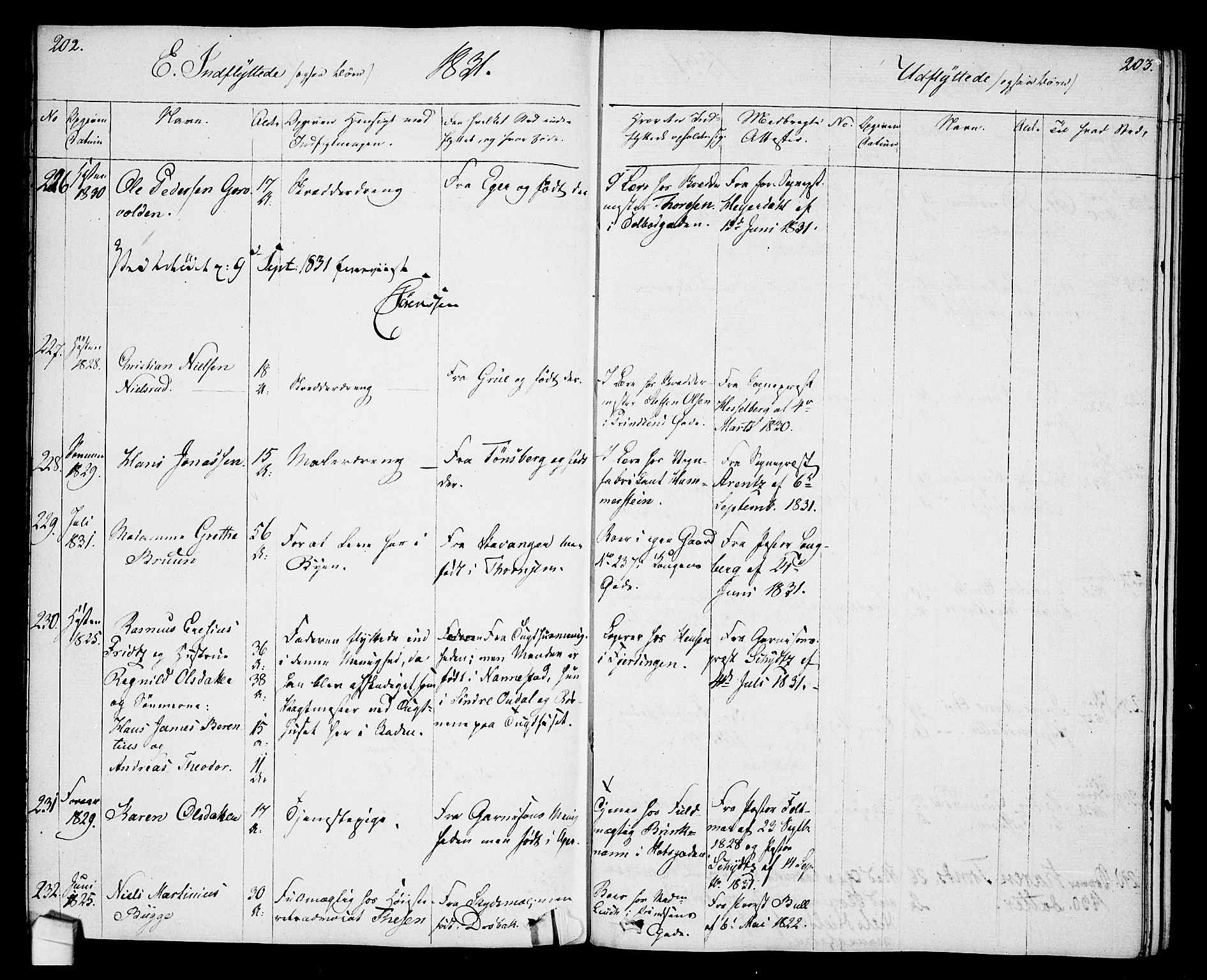 Oslo domkirke Kirkebøker, SAO/A-10752/F/Fa/L0027: Parish register (official) no. 27, 1828-1840, p. 202-203