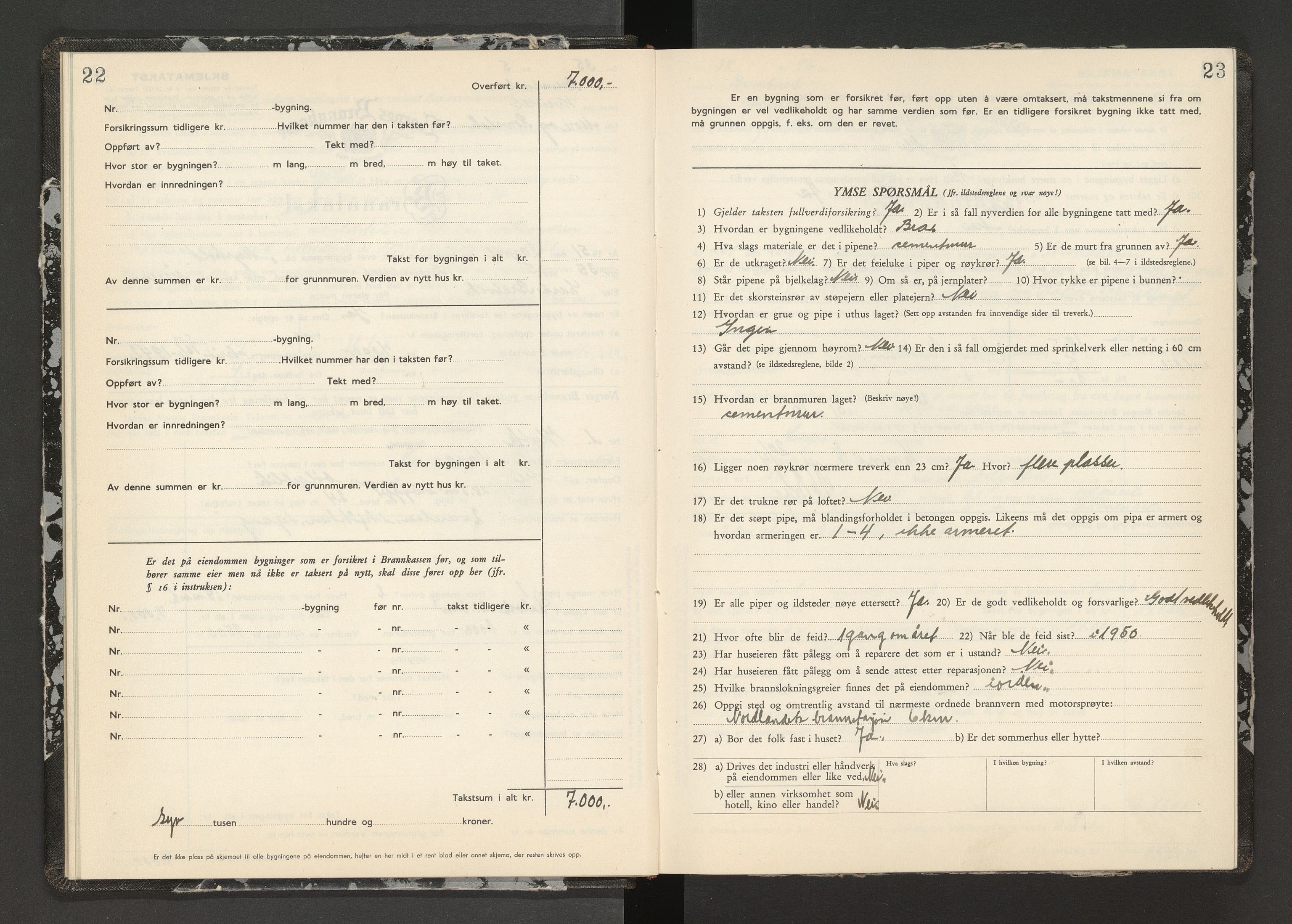 Norges Brannkasse Kristiansund, AV/SAT-A-4776/A/L0024: Branntakstprotokoll - Frei og Bremsnes, 1950-1955, p. 22-23