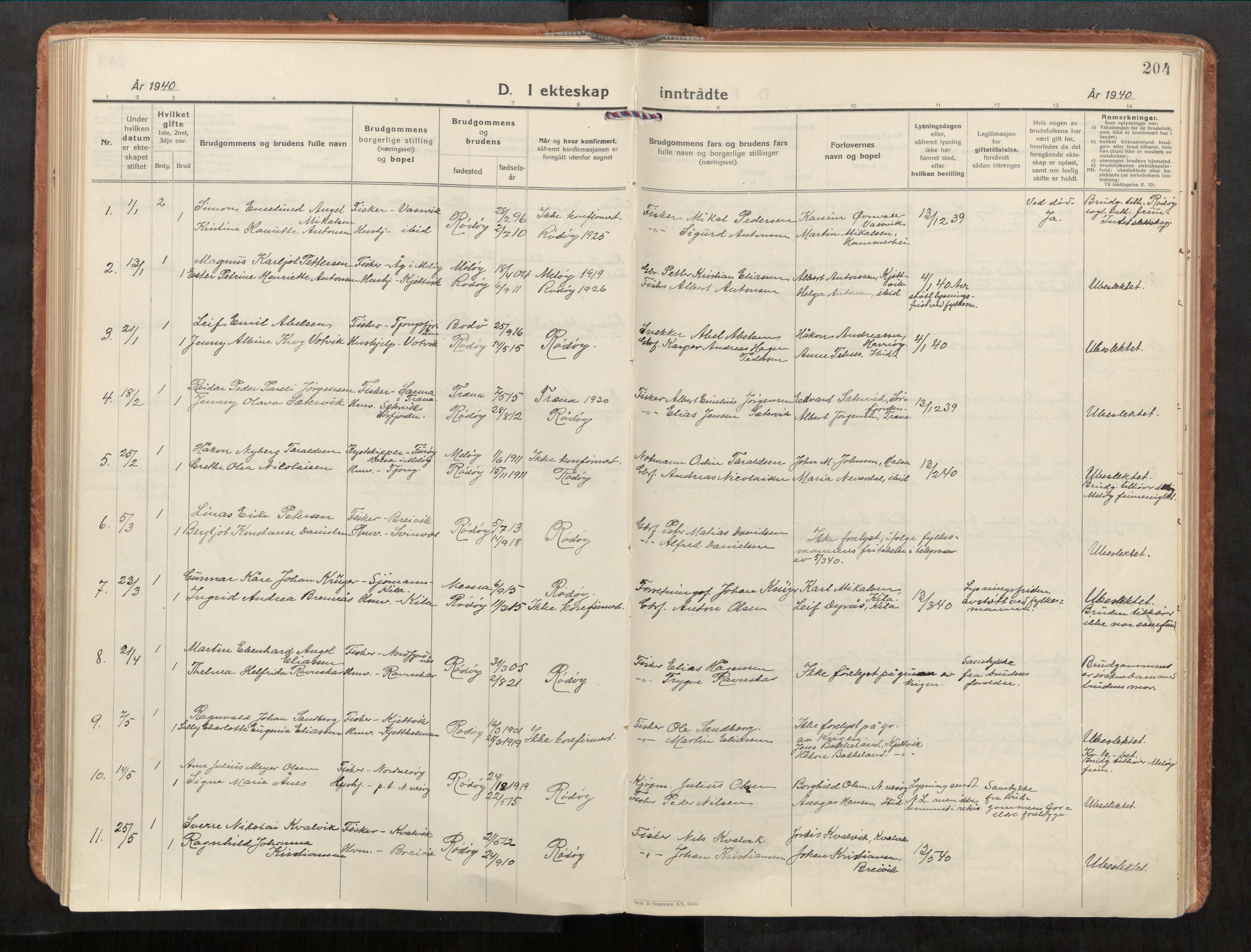 Rødøy sokneprestkontor, SAT/A-4397/2/H/Ha/Haa/L0001: Parish register (official) no. 1, 1926-1941, p. 204