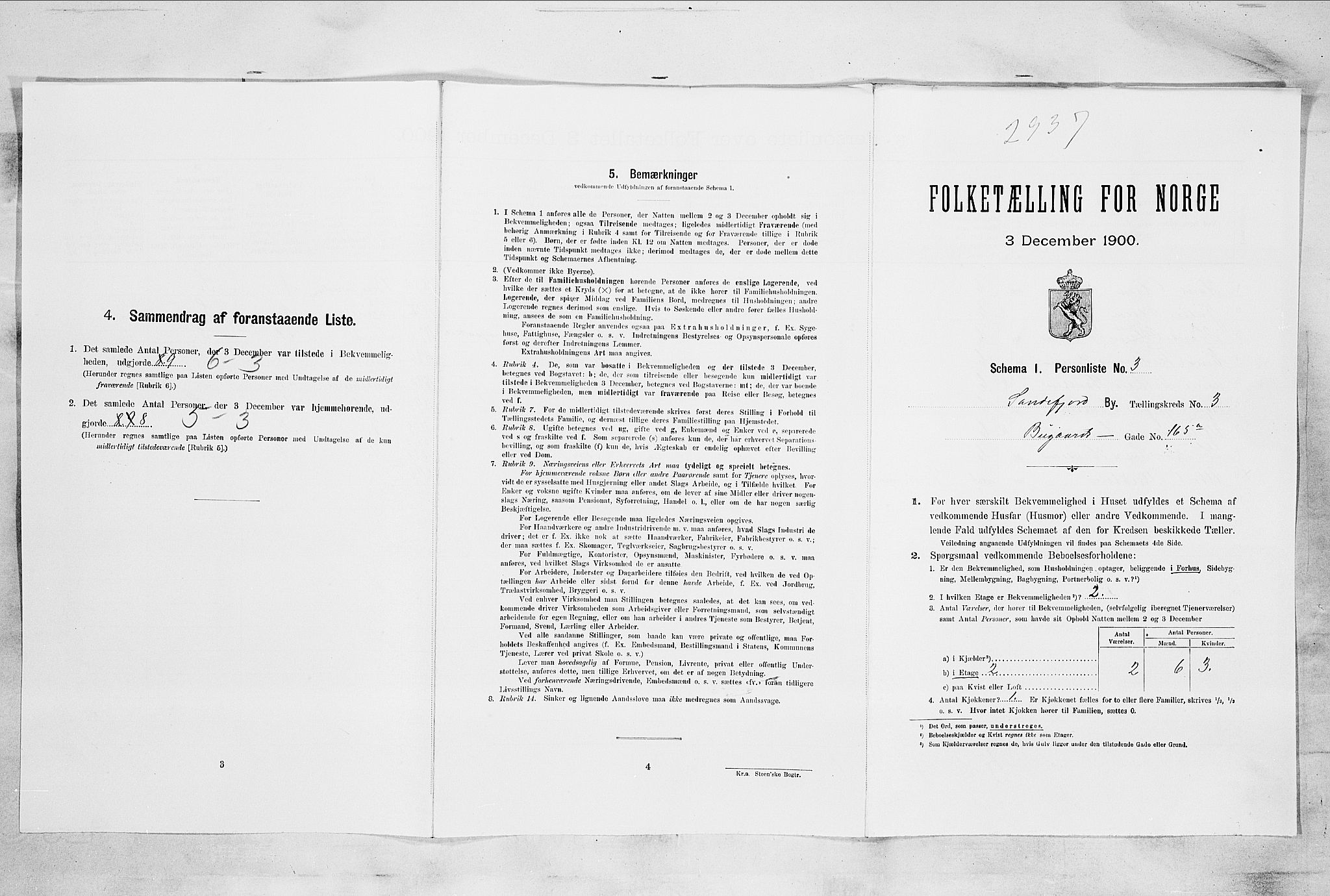 RA, 1900 census for Sandefjord, 1900, p. 847