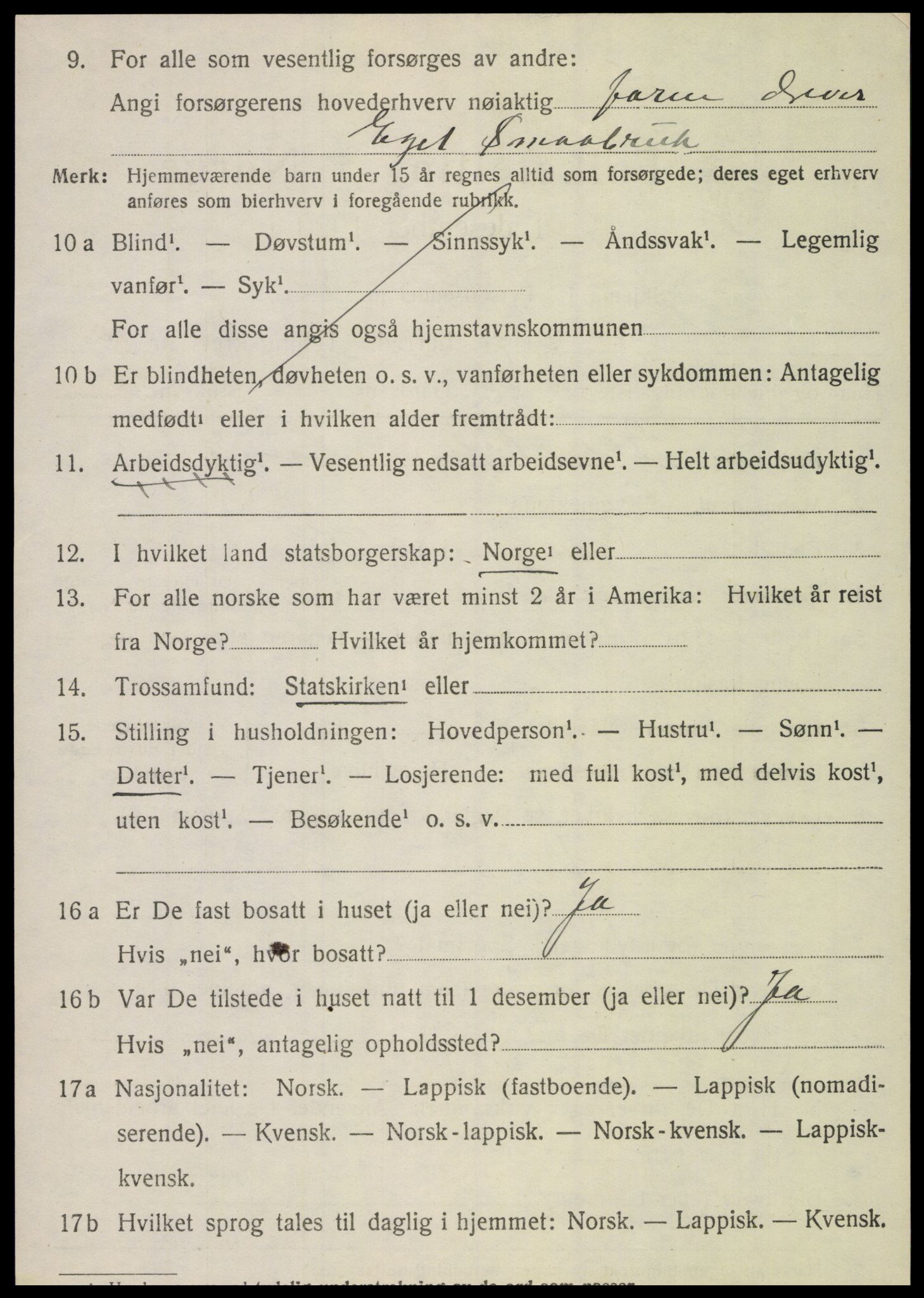 SAT, 1920 census for Vega, 1920, p. 5492