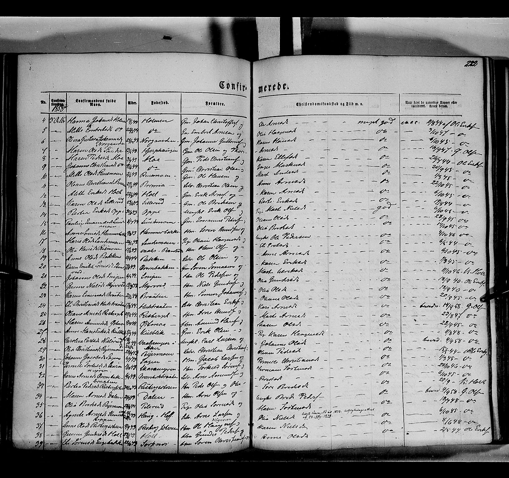 Grue prestekontor, AV/SAH-PREST-036/H/Ha/Haa/L0008: Parish register (official) no. 8, 1847-1858, p. 222