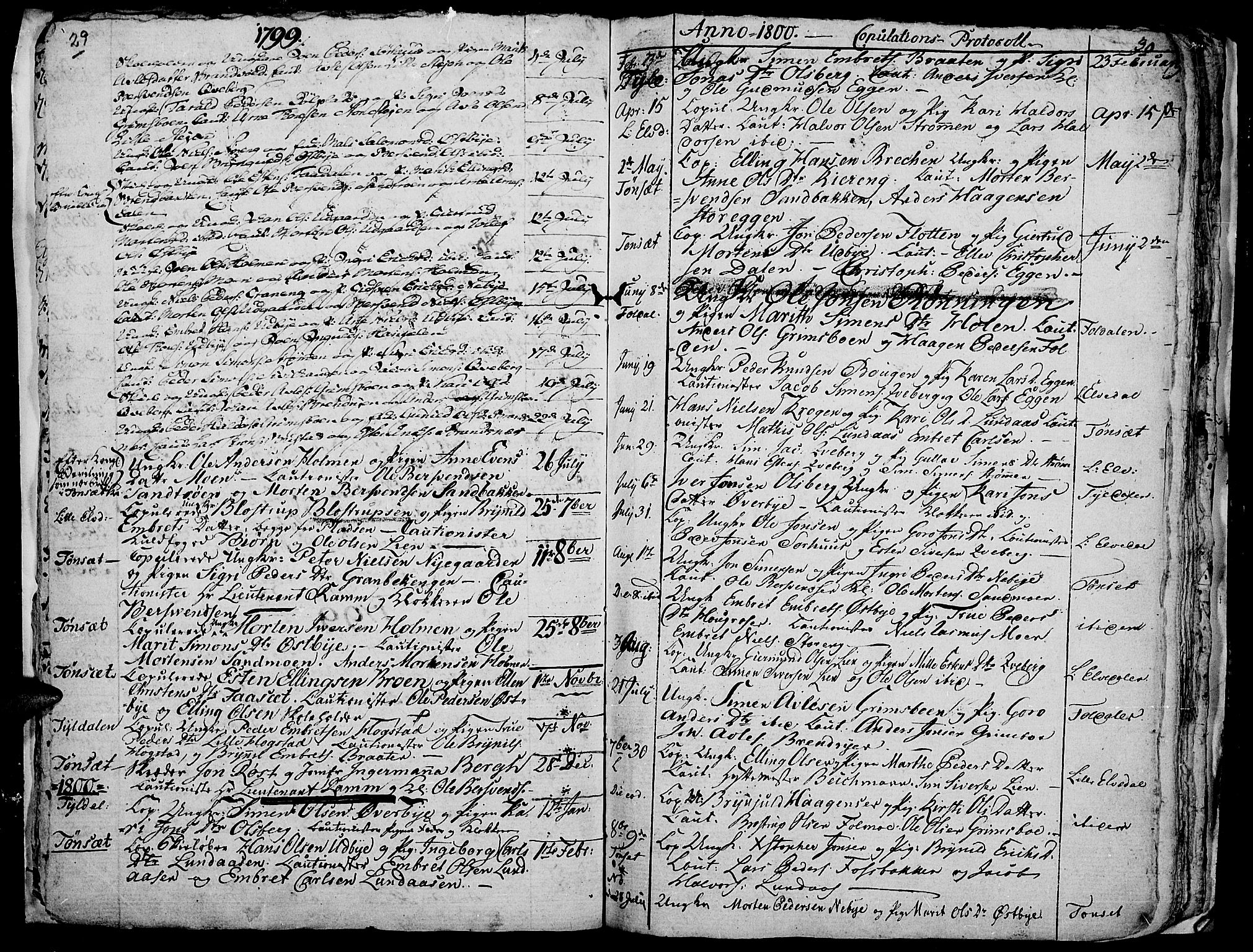 Tynset prestekontor, SAH/PREST-058/H/Ha/Haa/L0014: Parish register (official) no. 14, 1790-1800, p. 29-30