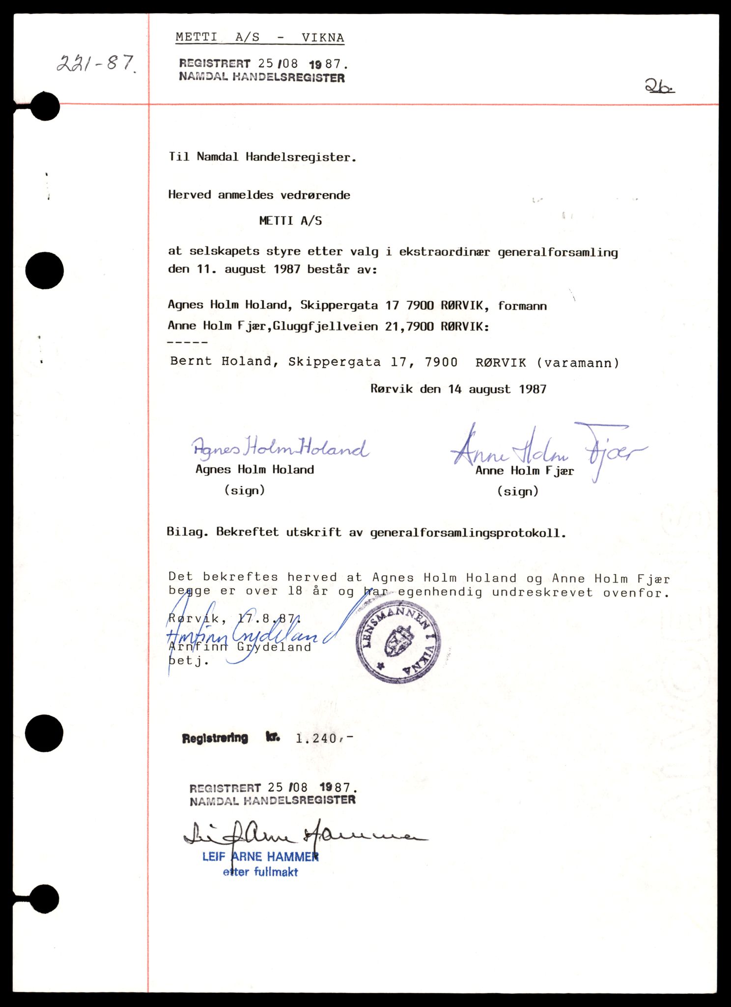 Namdal sorenskriveri, AV/SAT-A-4133/2/J/Jd/Jdd/L0007: Bilag. Aksjeselskap, M-N, 1944-1990, p. 1
