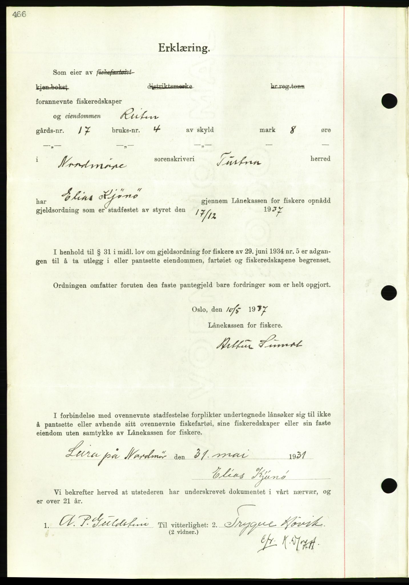 Nordmøre sorenskriveri, AV/SAT-A-4132/1/2/2Ca/L0091: Mortgage book no. B81, 1937-1937, Diary no: : 1513/1937